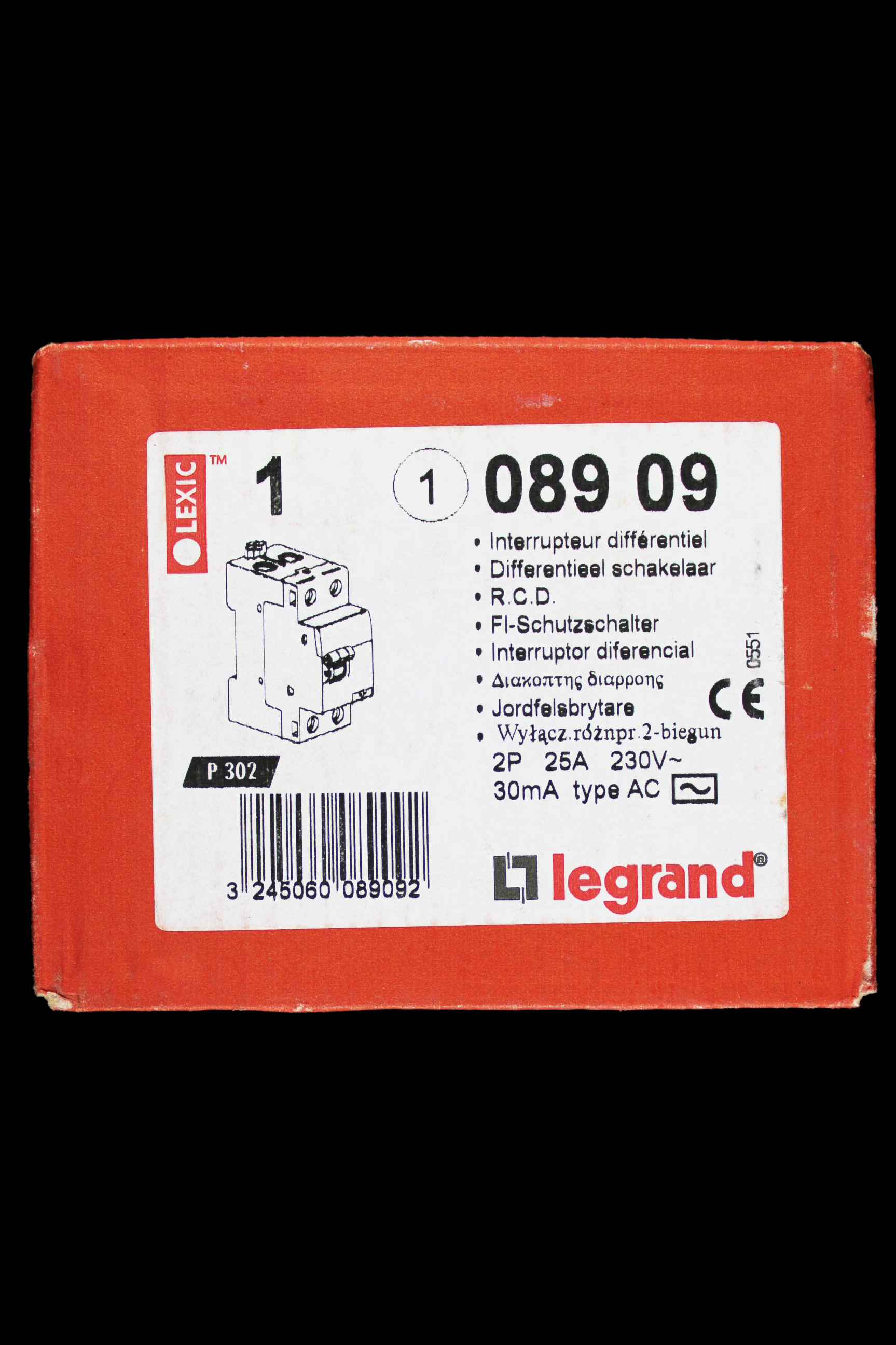 LEGRAND 25 AMP 30mA DOUBLE POLE RCCB RCD TYPE AC 089 09 08909