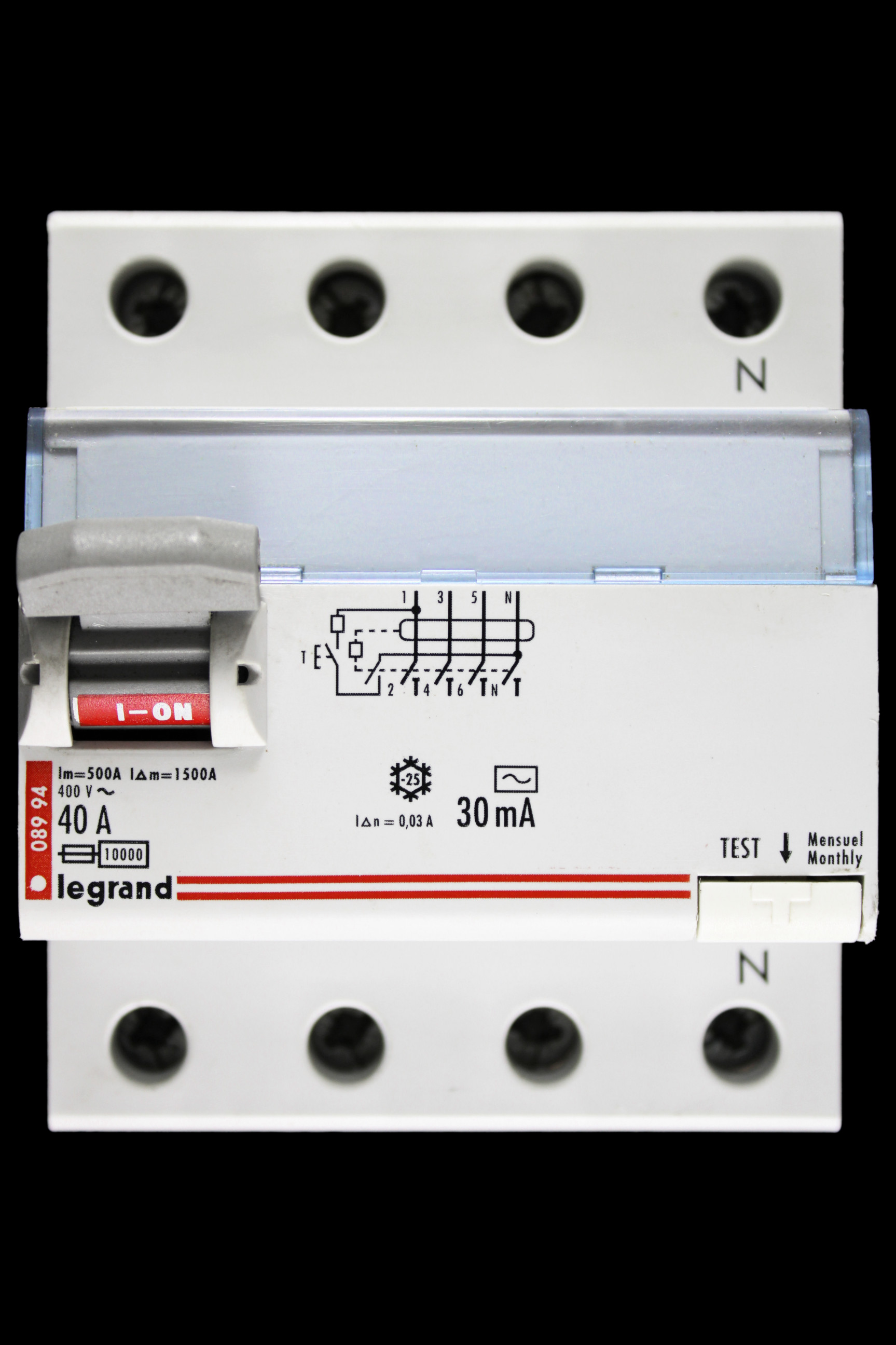 LEGRAND 40 AMP 30mA FOUR POLE RCD TYPE AC 08994 089 94