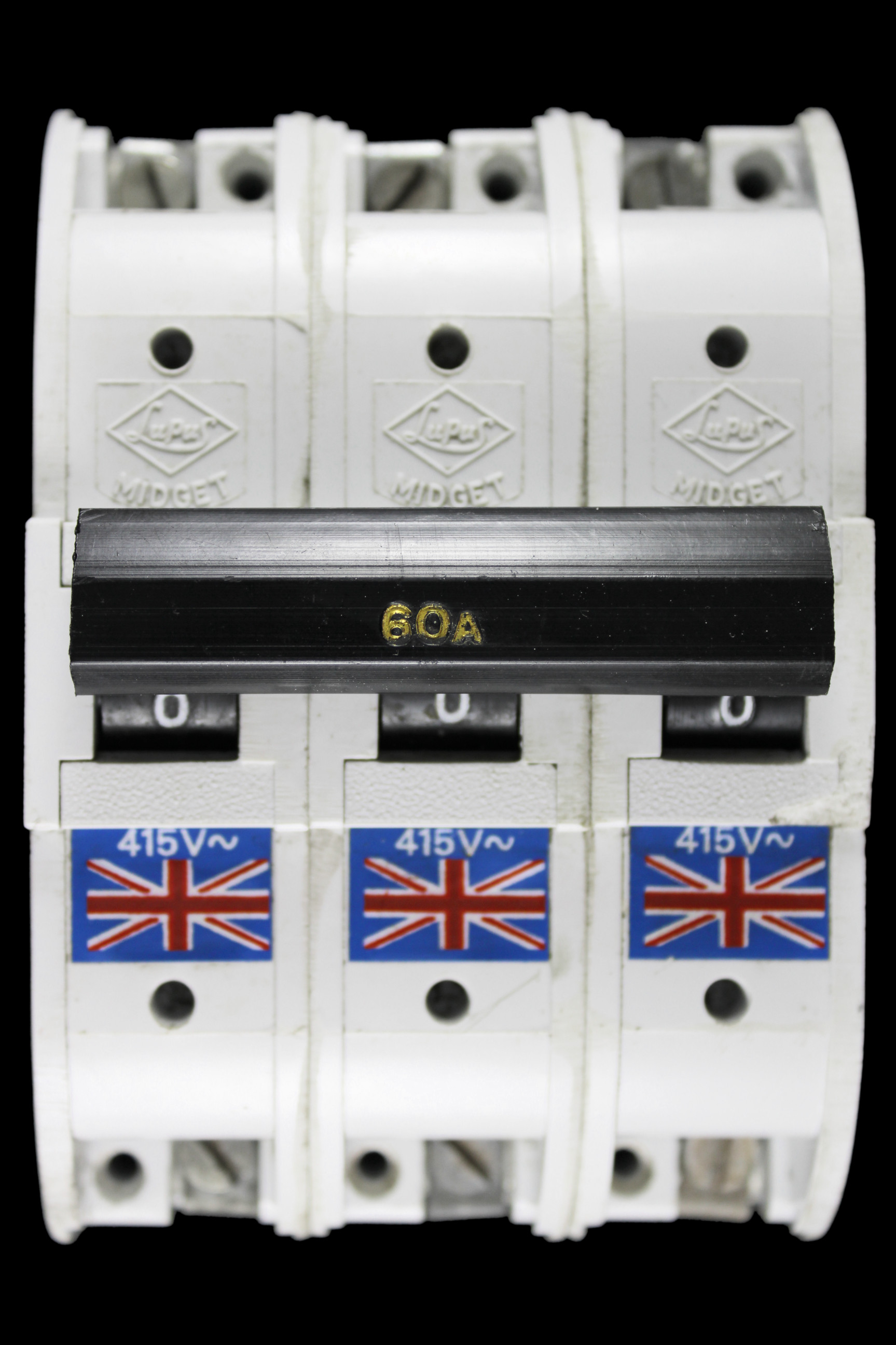 LUPUS 60 AMP TRIPLE POLE MCB CIRCUIT BREAKER MIDGET WHITE