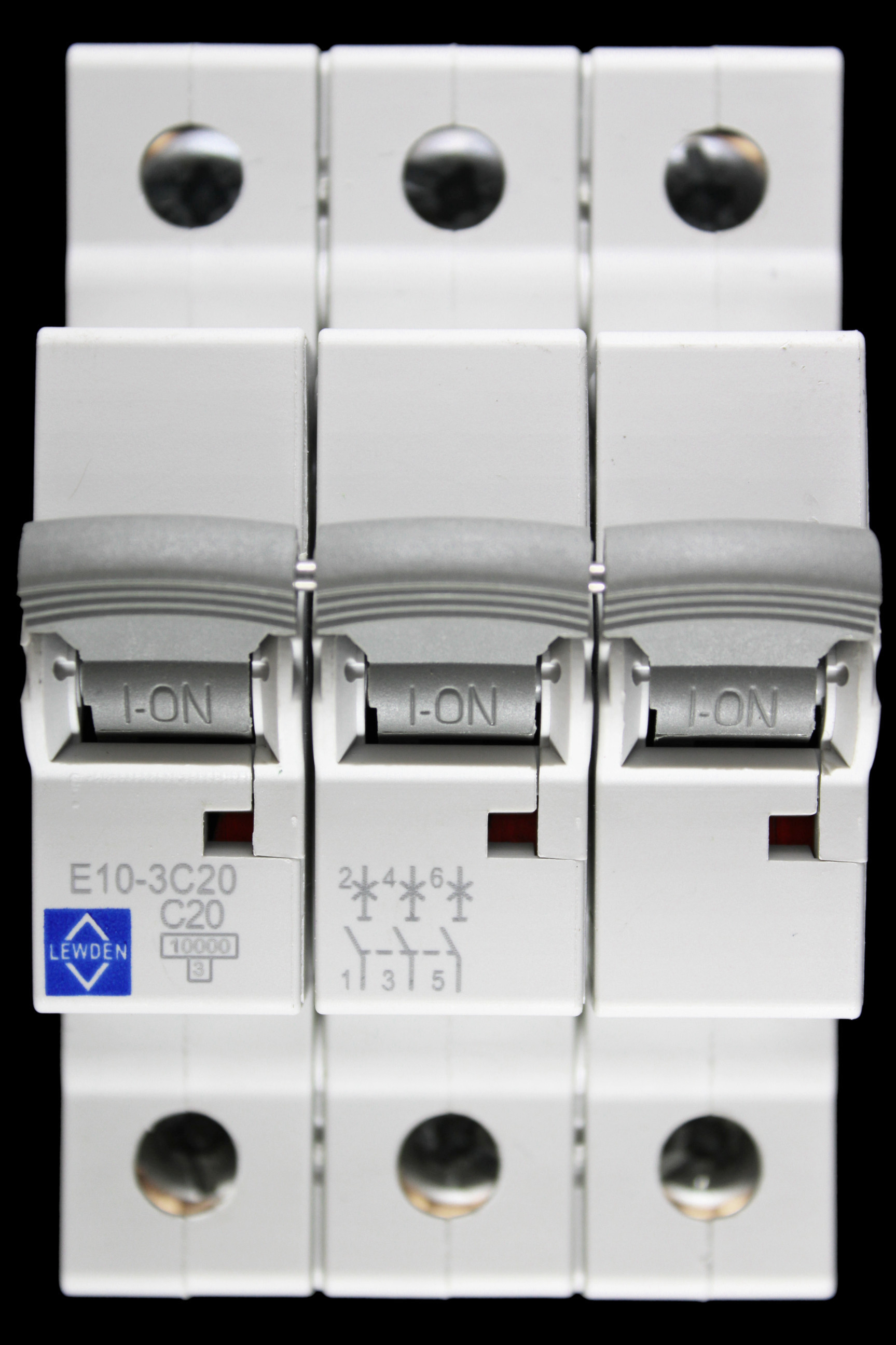 LEWDEN 20 AMP CURVE C 10kA TRIPLE POLE MCB CIRCUIT BREAKER E10-3C20