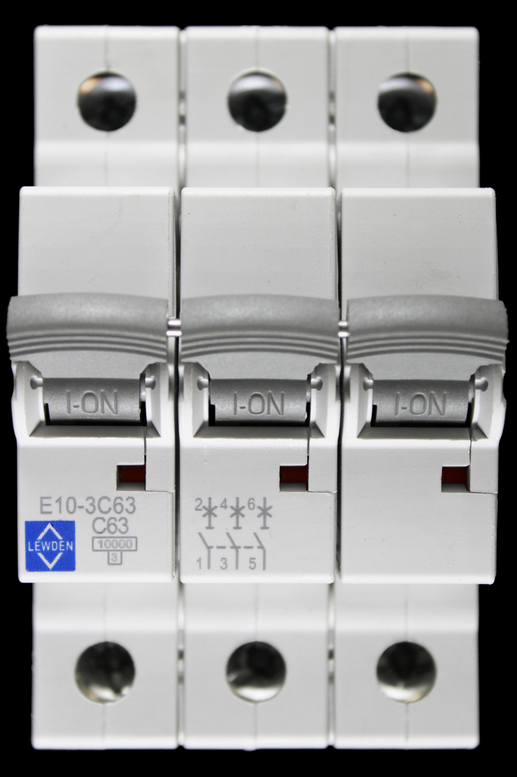 LEWDEN 63 AMP CURVE C 10kA TRIPLE POLE MCB CIRCUIT BREAKER E10-3C63