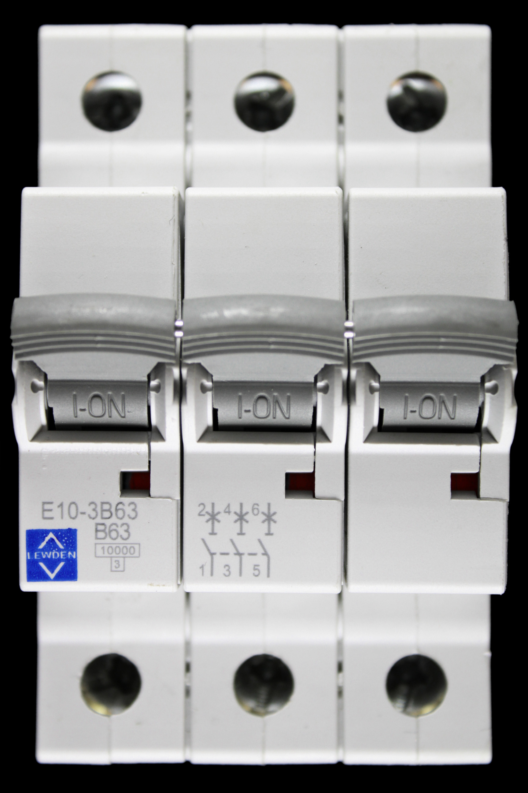 LEWDEN 63 AMP CURVE B 10kA TRIPLE POLE MCB CIRCUIT BREAKER E10-3B63