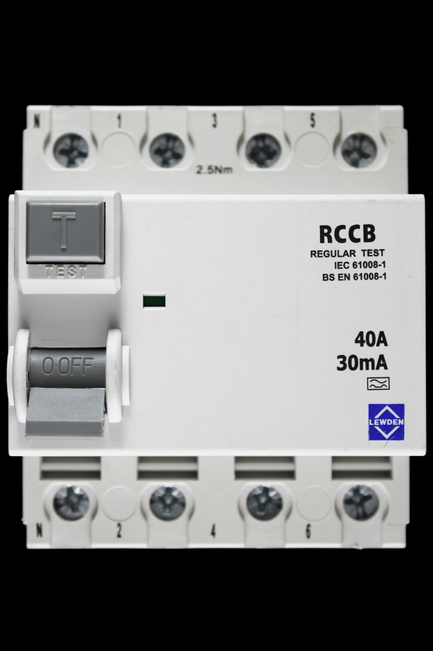 LEWDEN 40 AMP 30mA FOUR POLE RCCB TYPE A LEWDEN-40/30/4A