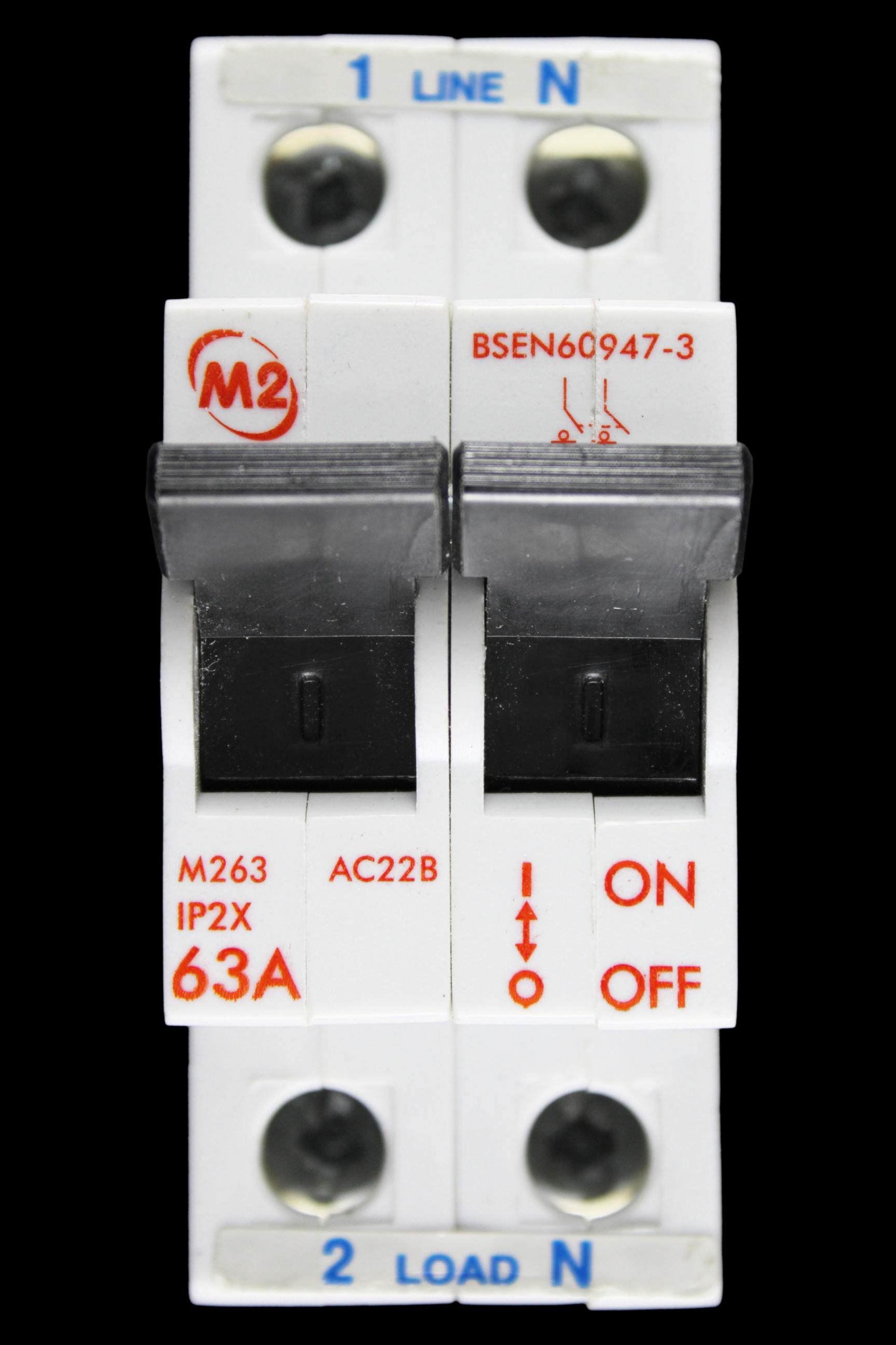 M2 63 AMP DOUBLE POLE MAIN SWITCH DISCONNECTOR M263 AC22B