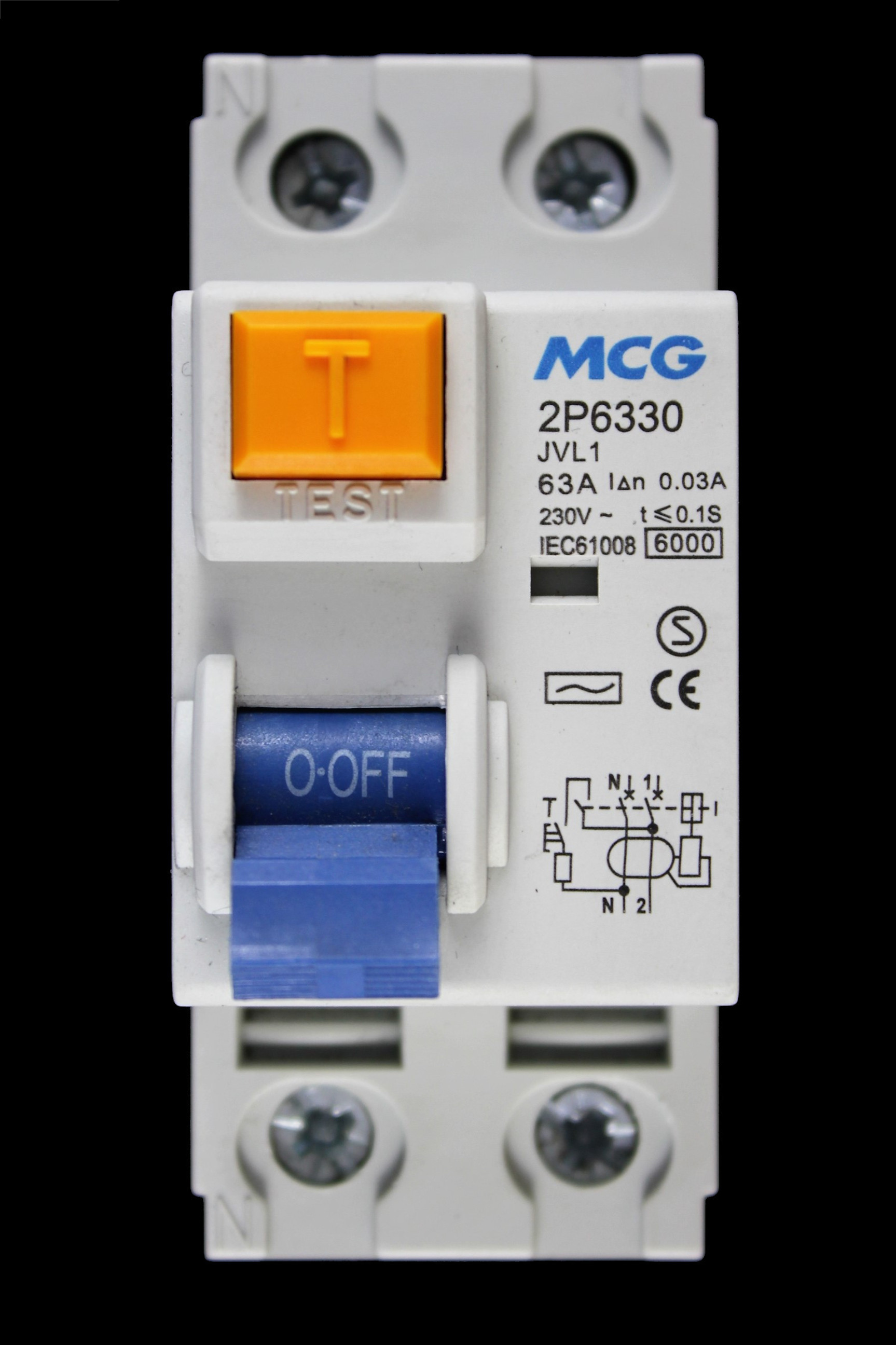 MCG 63 AMP 30mA DOUBLE POLE RCCB RCD TYPE AC JVL1 2P6330
