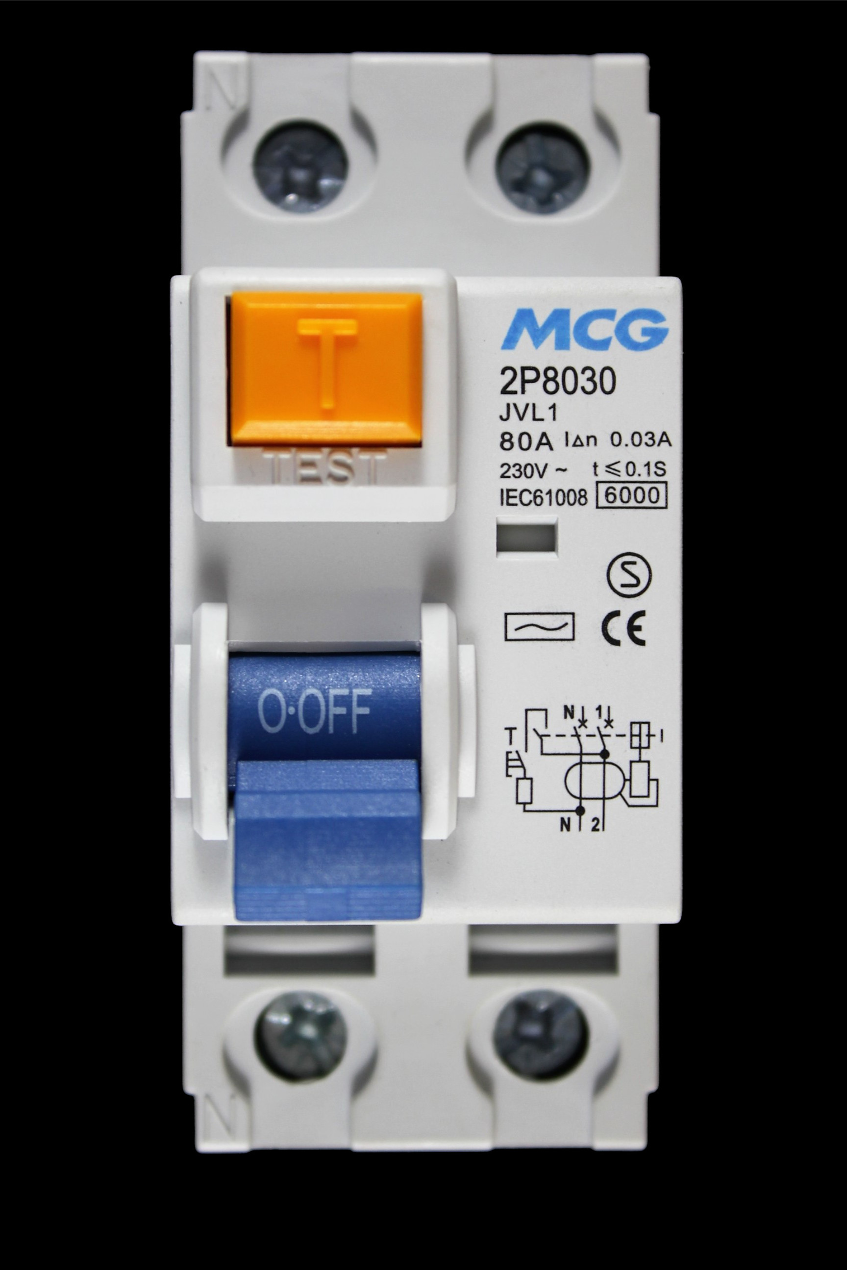 MCG 80 AMP 30mA DOUBLE POLE RCD TYPE AC JVL1 2P8030