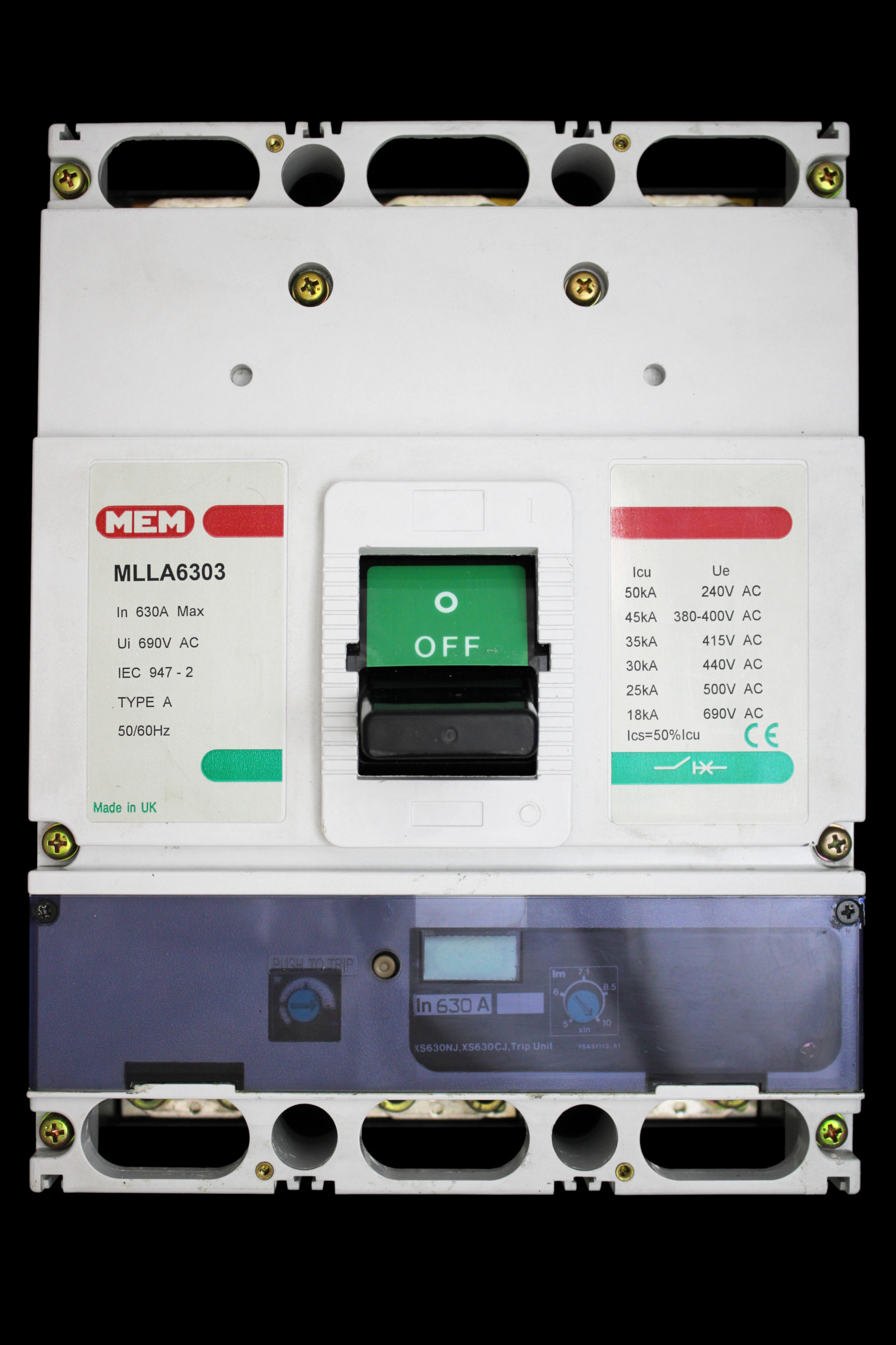 MEM 630 AMP 35kA TRIPLE POLE MCCB MLLA6303