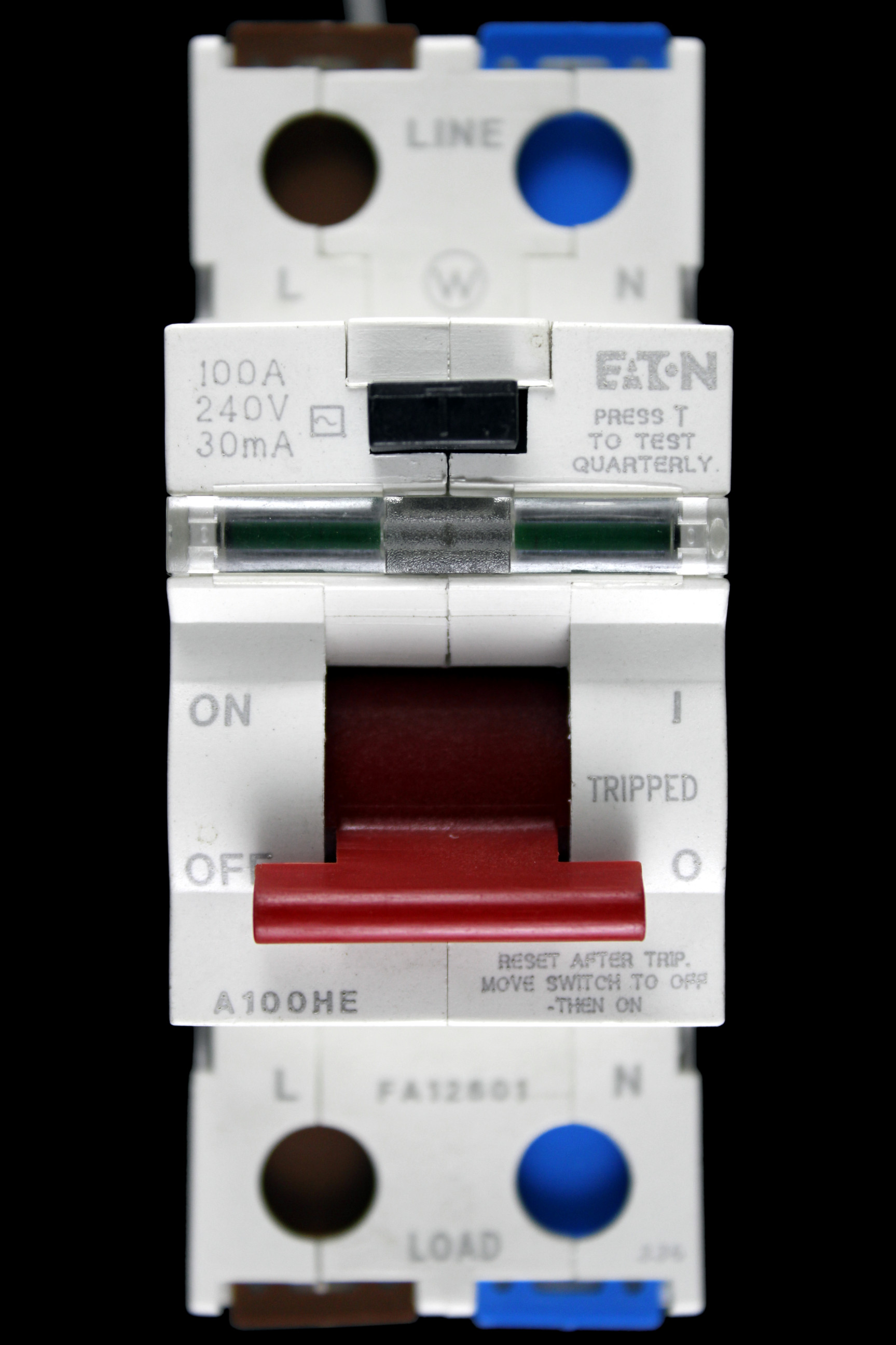 EATON 100 AMP 30mA DOUBLE POLE RCCB RCD TYPE AC A100HE