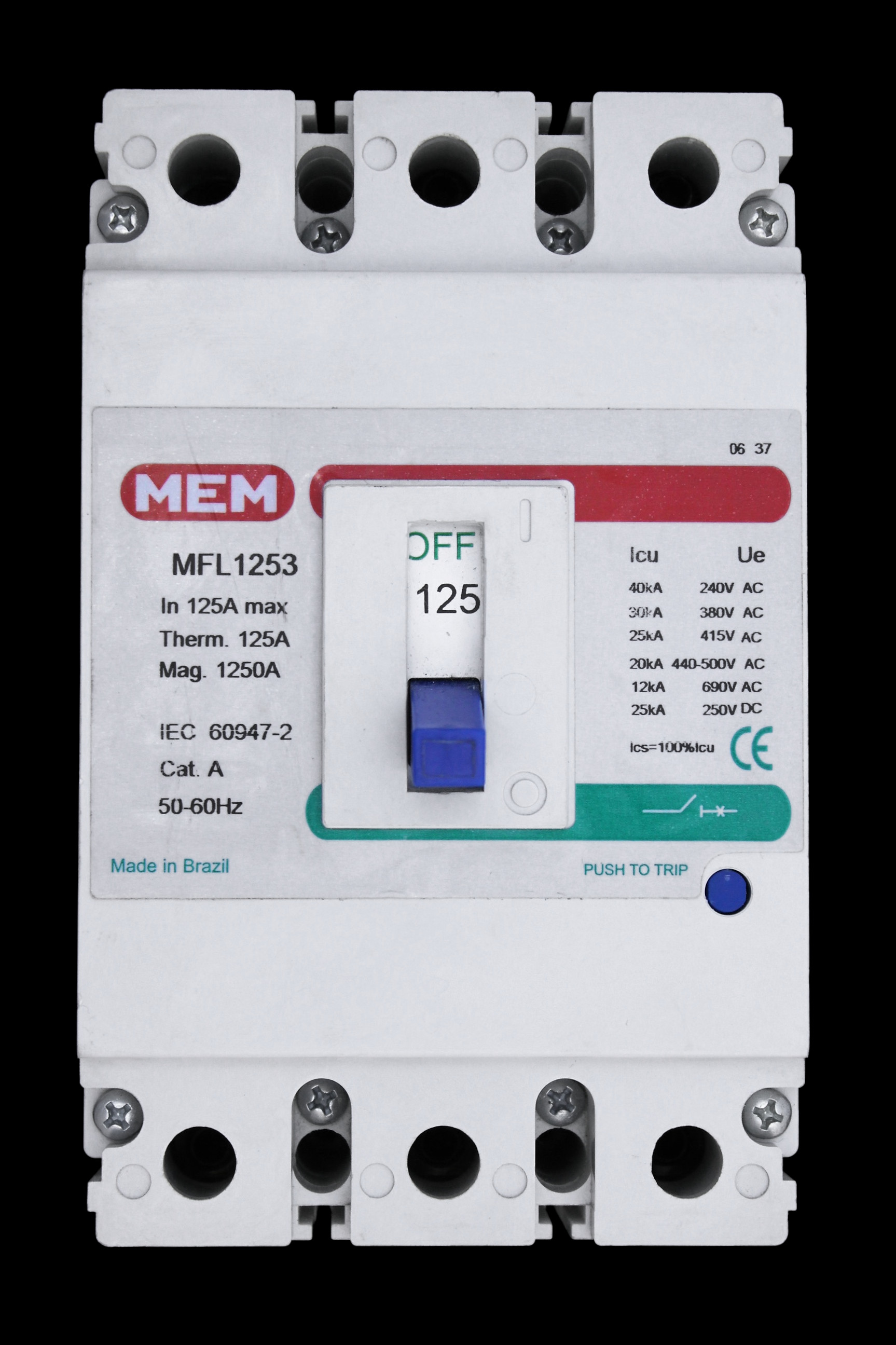 MEM 125 MCCB TRIPLE POLE 25kA MFL1253