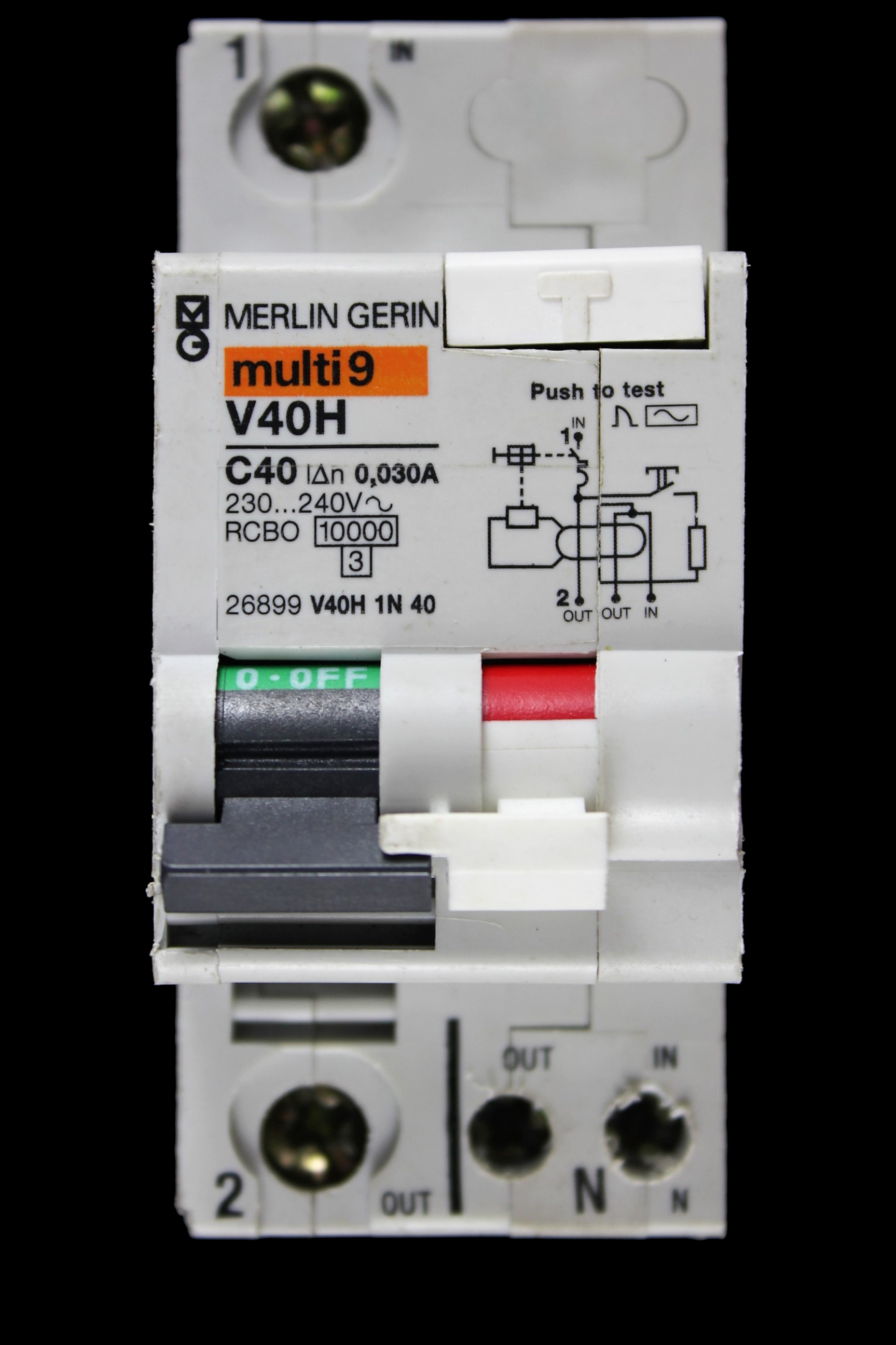 MERLIN GERIN 40 AMP CURVE C 10kA 30mA RCBO TYPE AC MULTI 9 V40H 26899