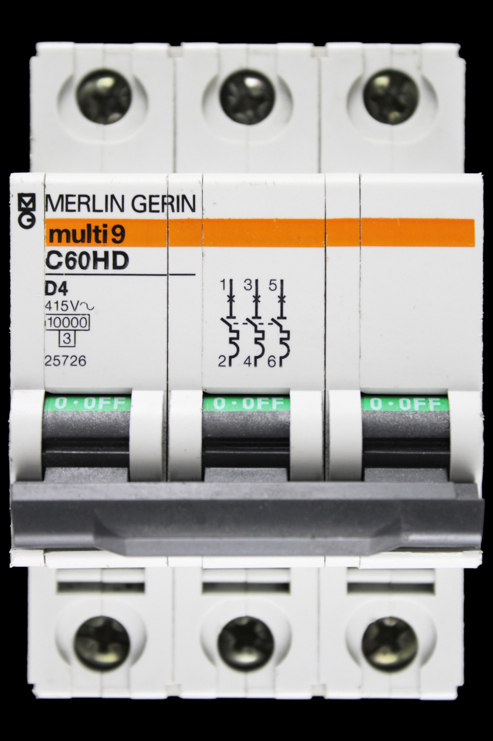 MERLIN GERIN 4 AMP CURVE D 10kA TRIPLE POLE MCB CIRCUIT BREAKER C60HD 25726