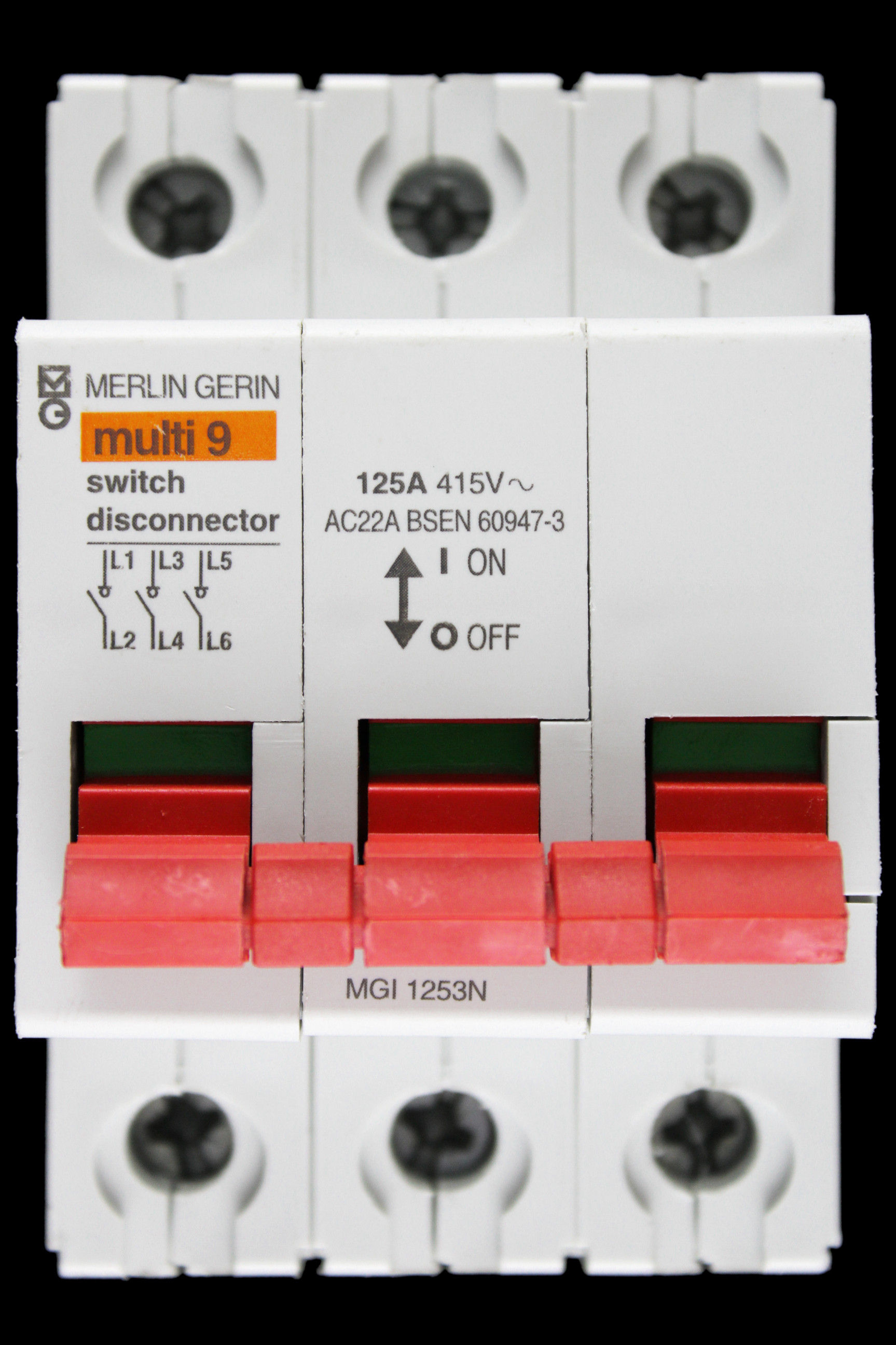 MERLIN GERIN  125 AMP TRIPLE POLE MAIN SWITCH DISCONNECTOR MGI1253N