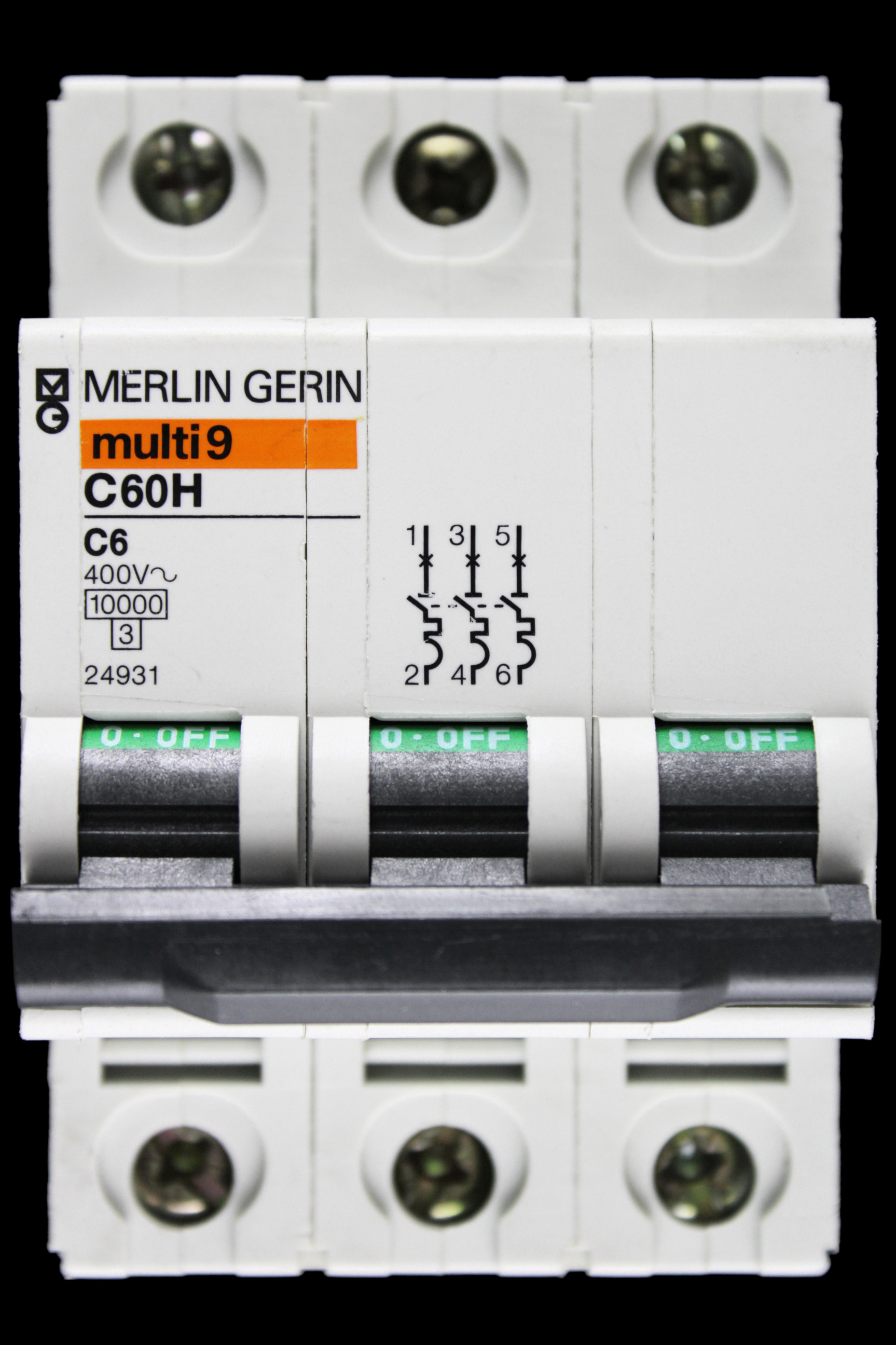 MERLIN GERIN 6 AMP CURVE C 10kA TRIPLE POLE MCB CIRCUIT BREAKER C60H 24931