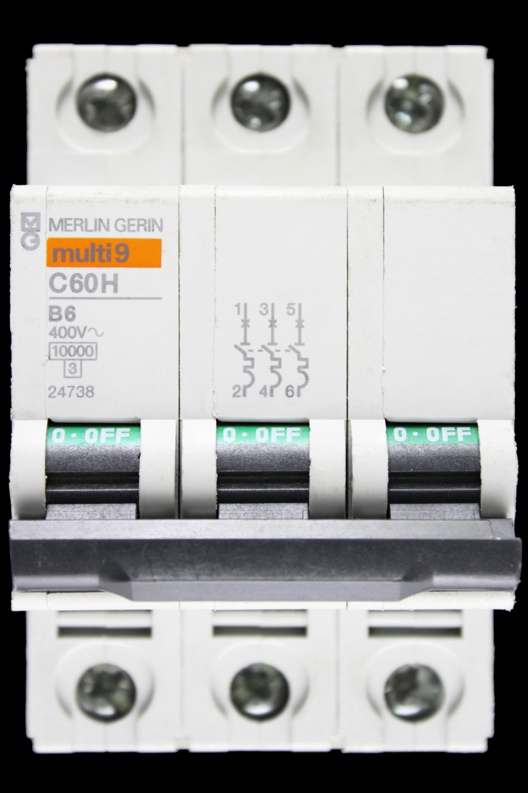 MERLIN GERIN 6 AMP CURVE B 10kA TRIPLE POLE MCB CIRCUIT BREAKER C60H 24738