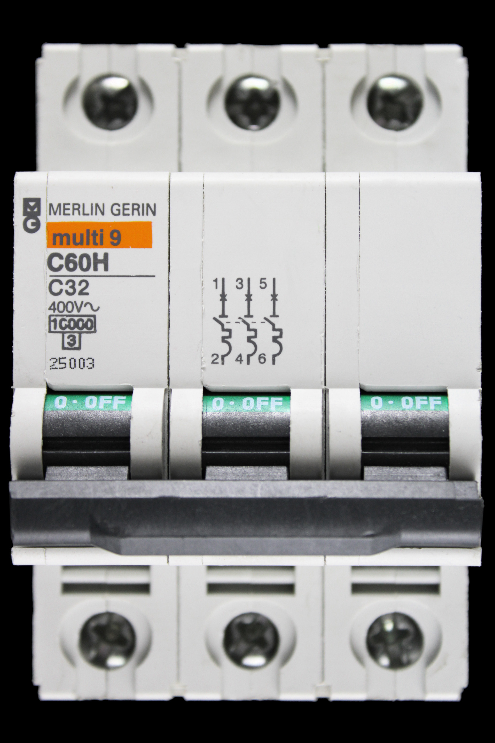 MERLIN GERIN 32 AMP CURVE C 10kA TRIPLE POLE MCB CIRCUIT BREAKER C60H 25003