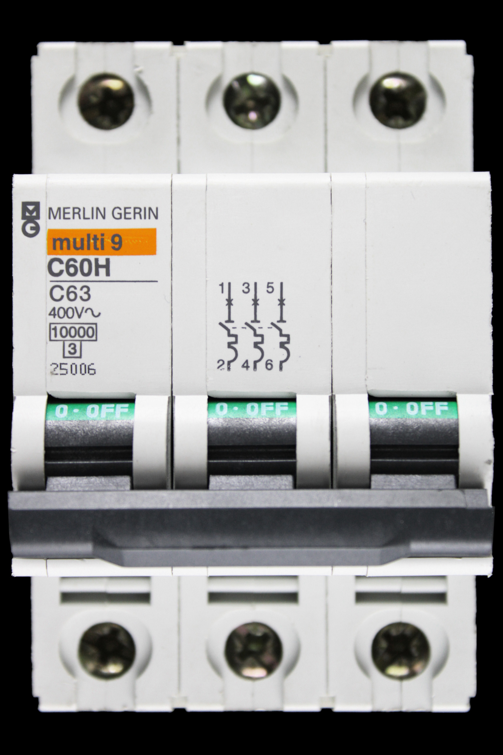 MERLIN GERIN 63 AMP CURVE C 10kA TRIPLE POLE MCB CIRCUIT BREAKER C60H 25006