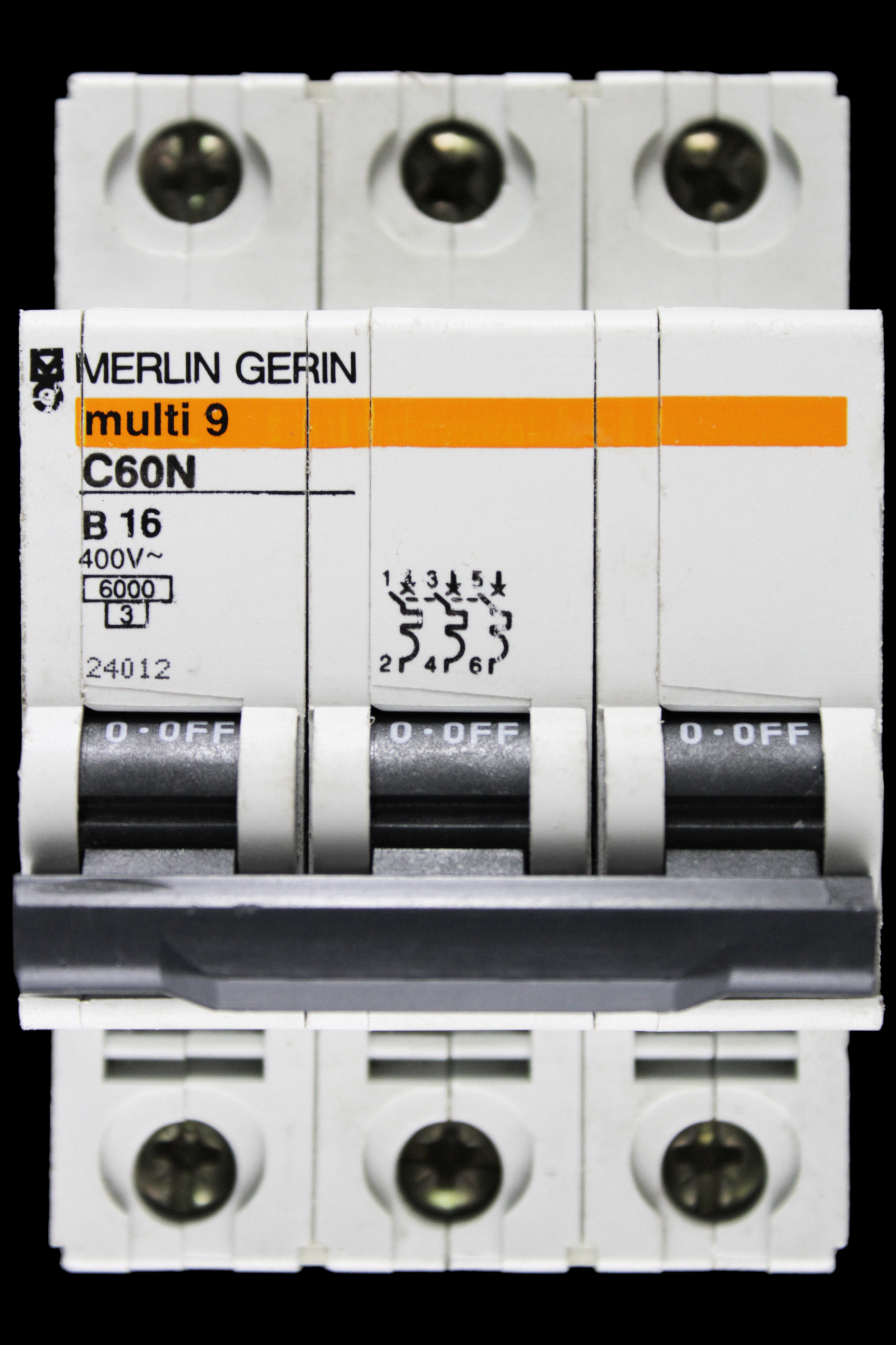 MERLIN GERIN 16 AMP CURVE B 6kA TRIPLE POLE MCB CIRCUIT BREAKER C60N 24012