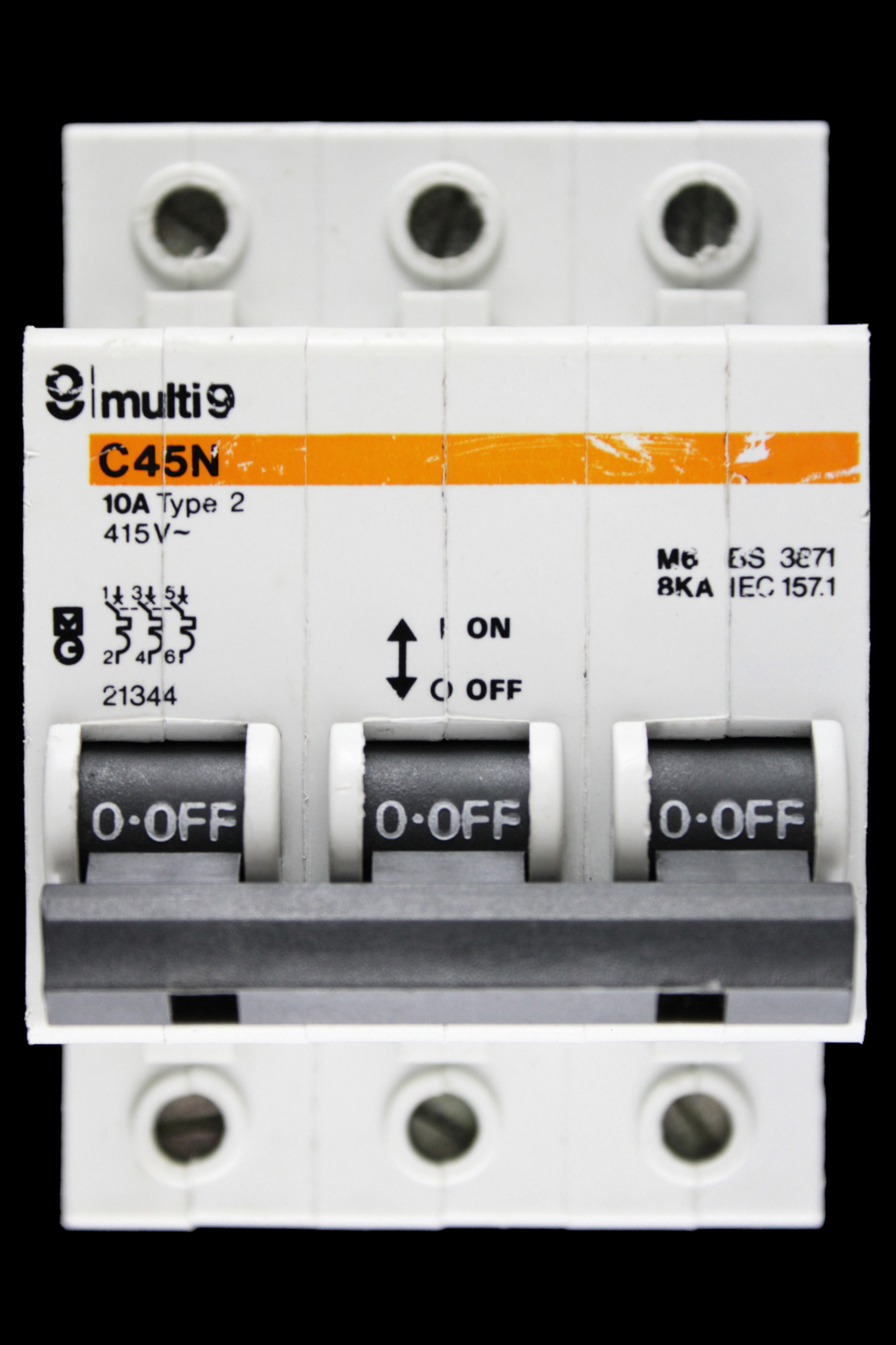 MERLIN GERIN 10 AMP TYPE 2 M6 TRIPLE POLE MCB CIRCUIT BREAKER C45N 21344