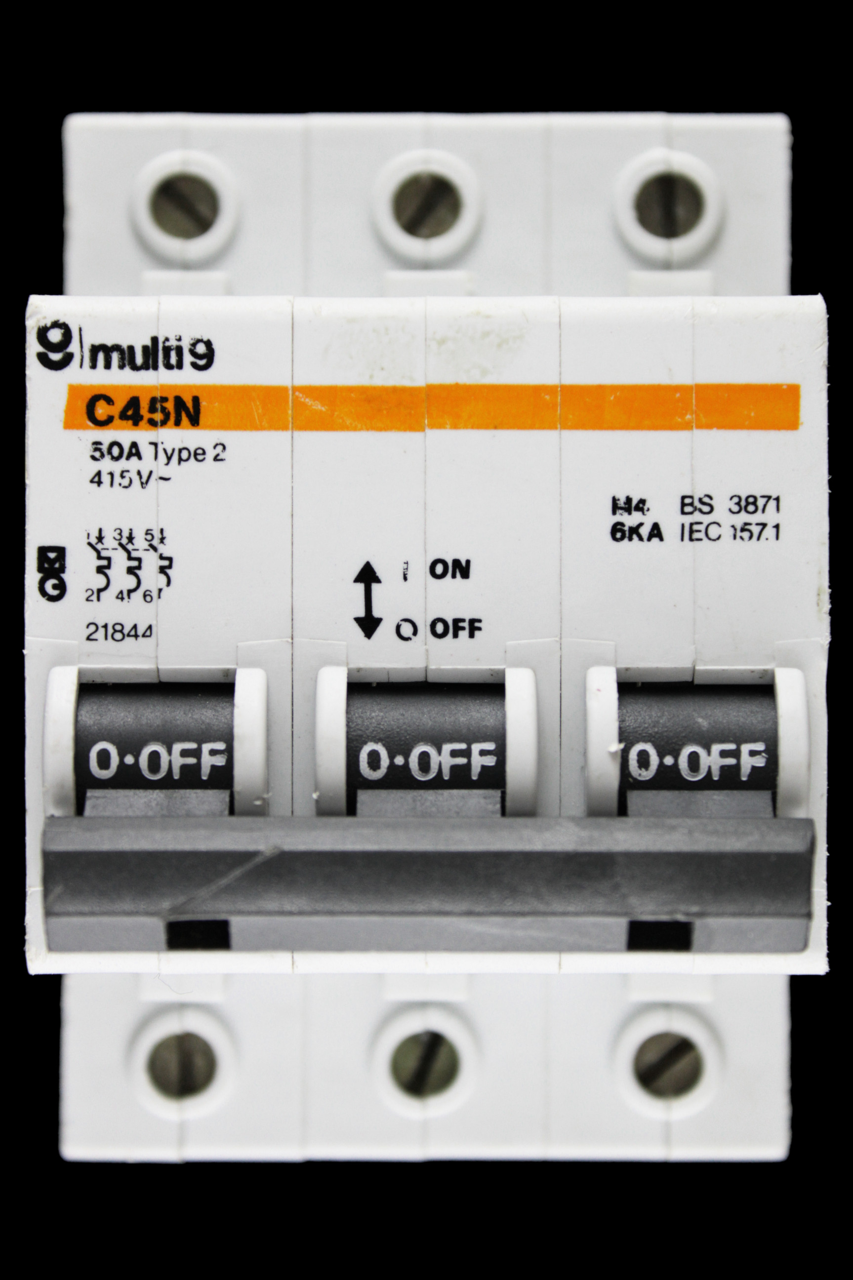 MERLIN GERIN 50 AMP TYPE 2 M4 TRIPLE POLE MCB CIRCUIT BREAKER C45N 21844
