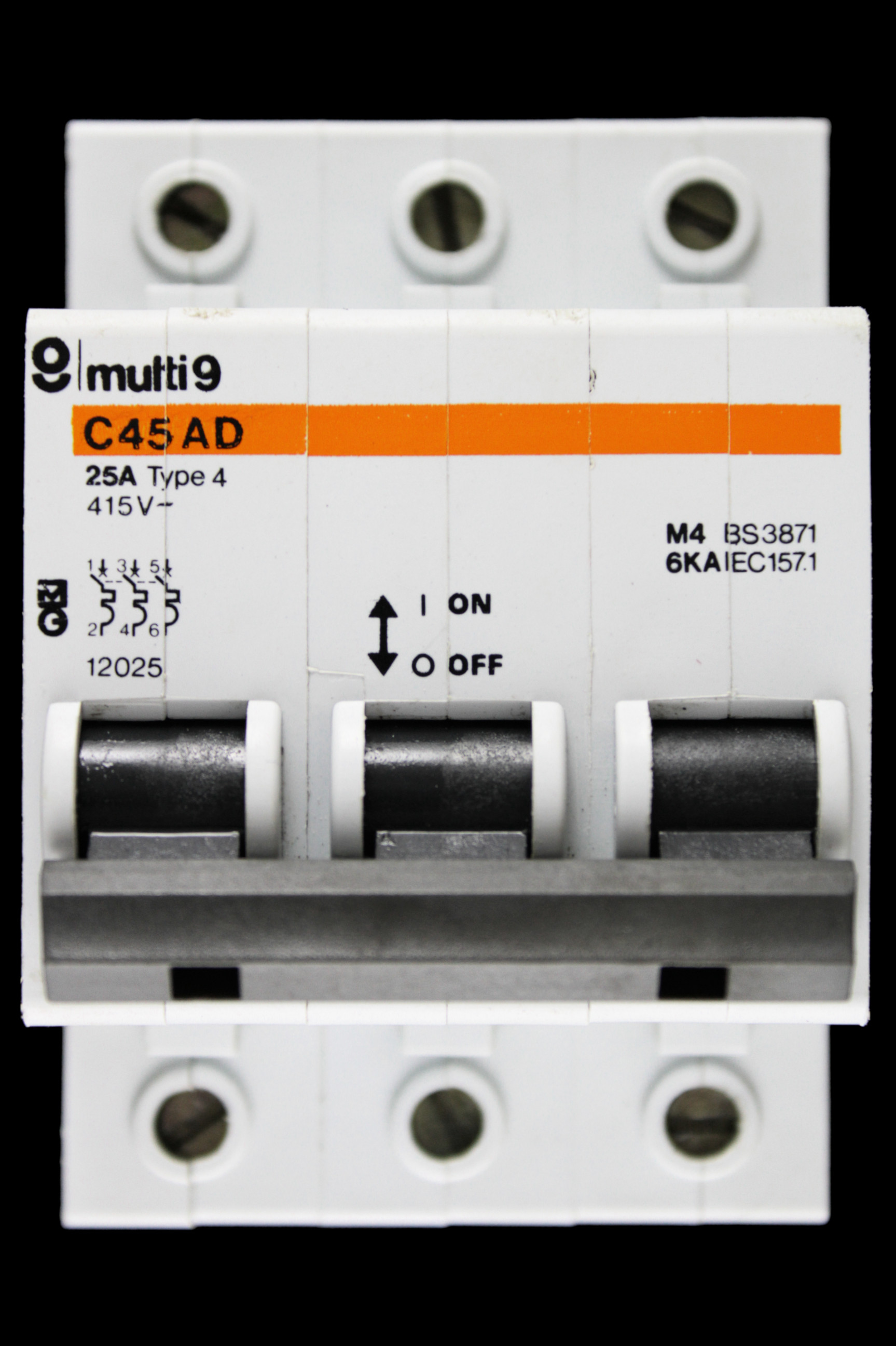 MERLIN GERIN 25 AMP TYPE 4 M4 TRIPLE POLE MCB CIRCUIT BREAKER C45AD 12025