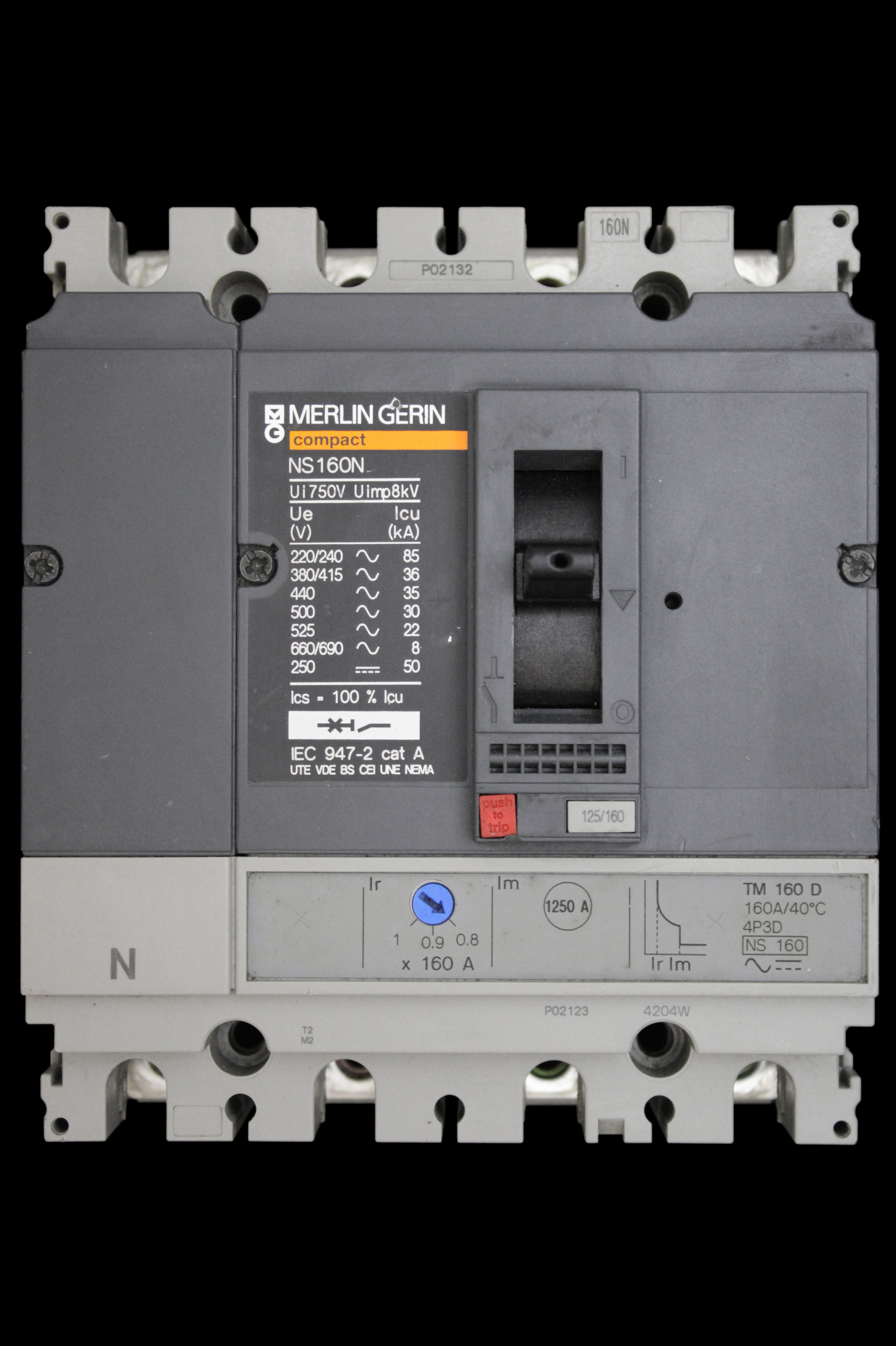 MERLIN GERIN 160 AMP 36kA FOUR POLE MCCB NS160N TM160D