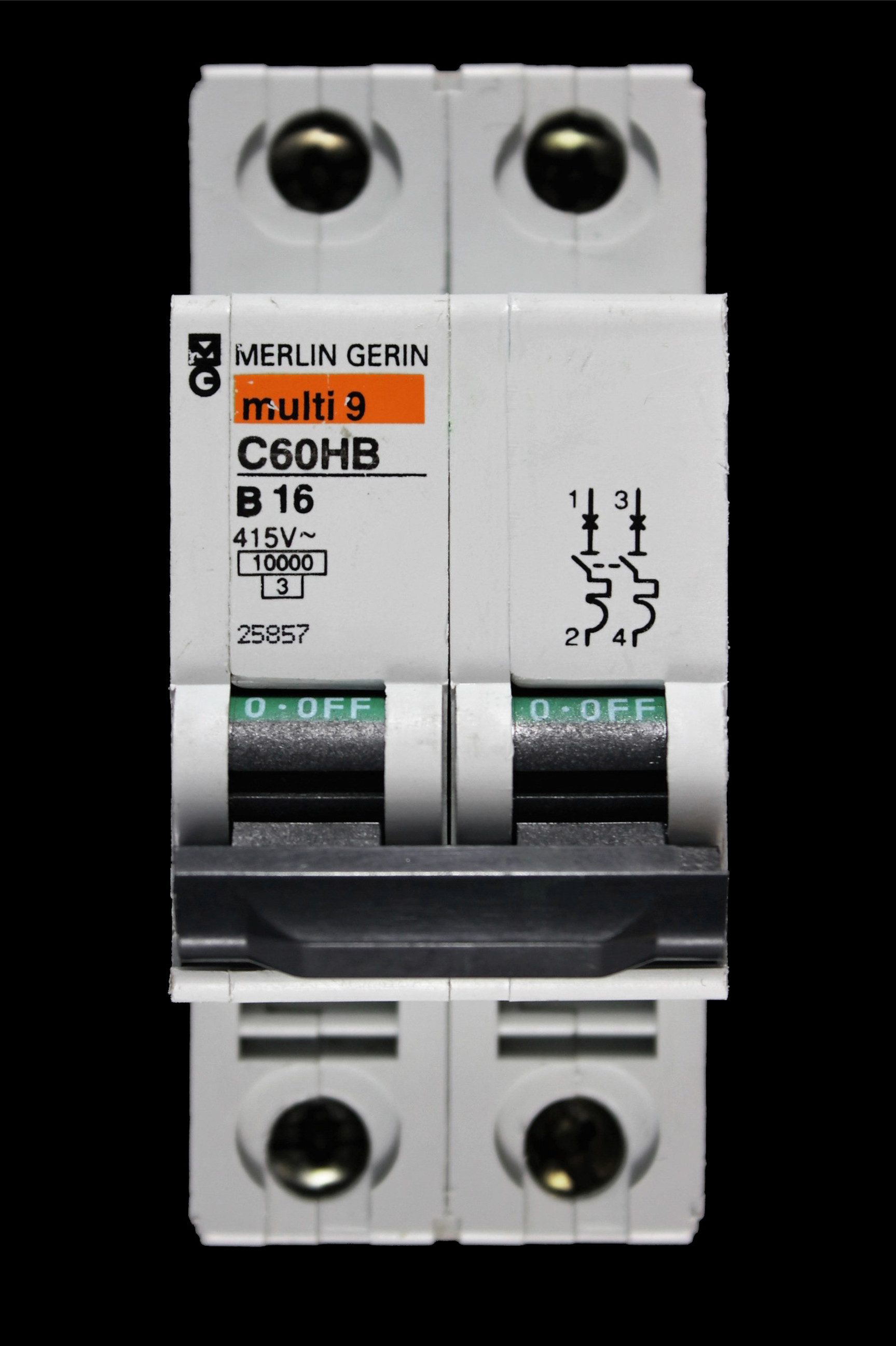 MERLIN GERIN 16 AMP CURVE B 10kA DOUBLE POLE MCB CIRCUIT BREAKER C60HB 25857
