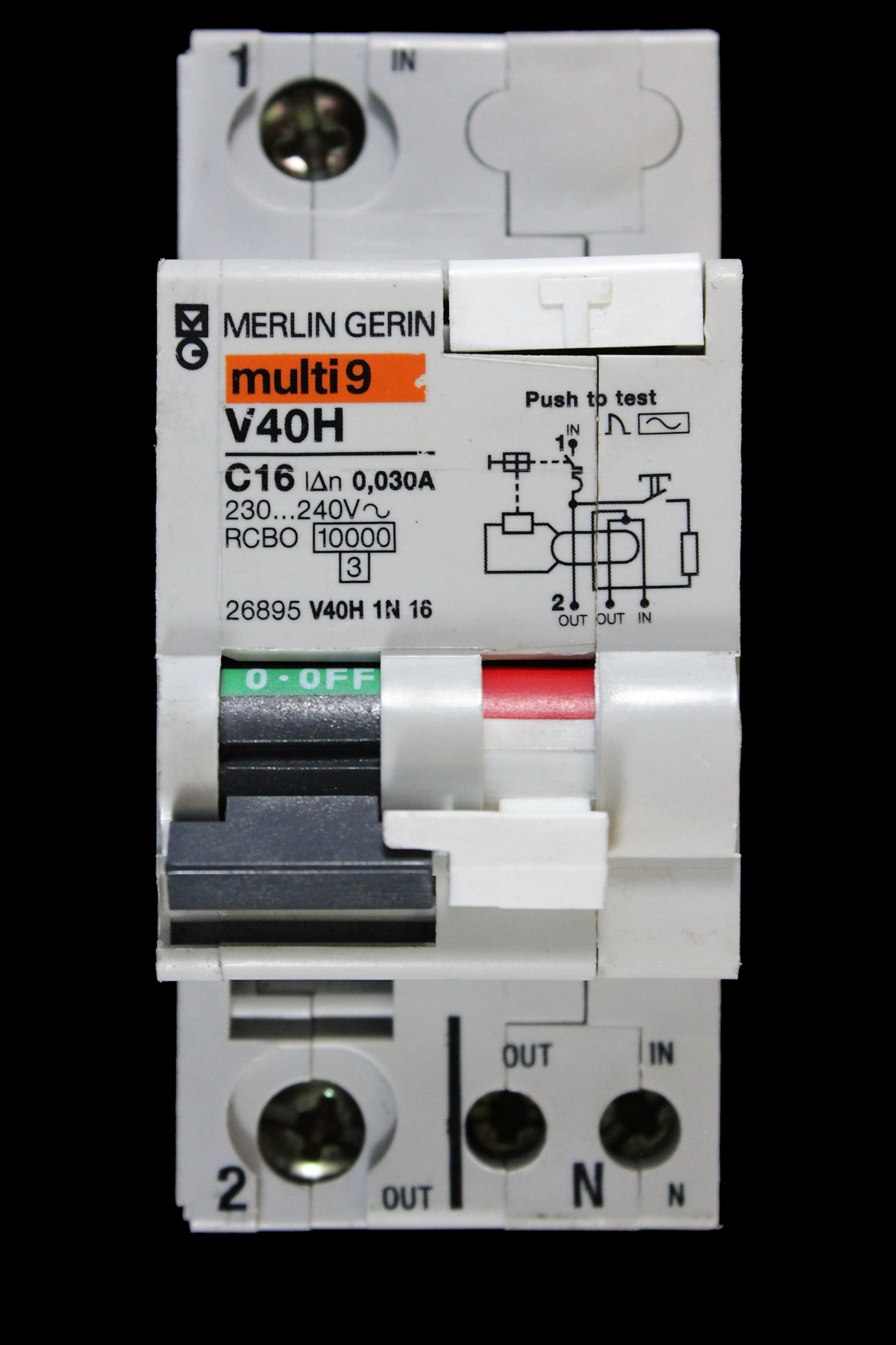 MERLIN GERIN 16 AMP CURVE C 10kA 30mA DOUBLE POLE RCBO TYPE AC V40H 26895