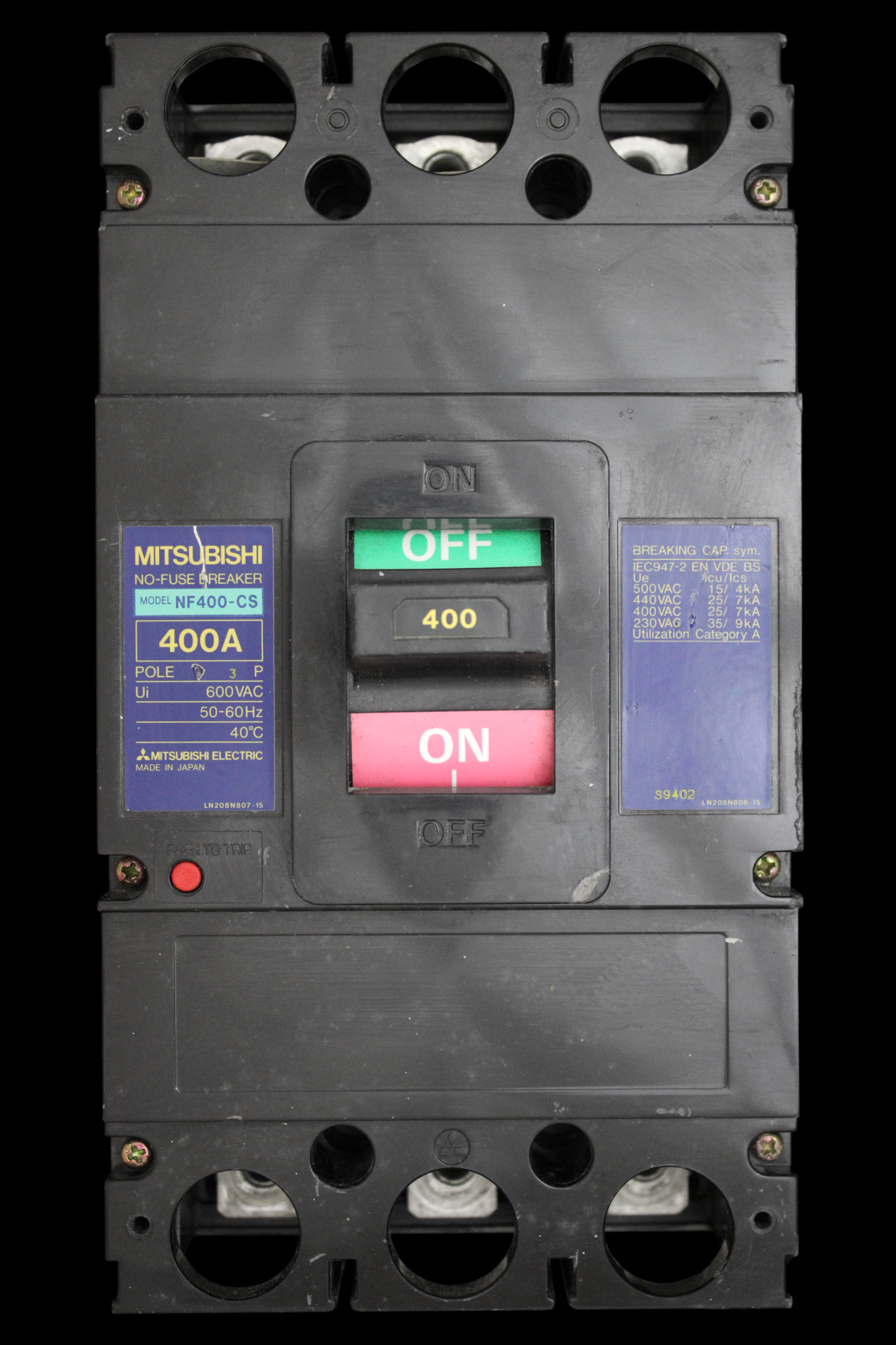MITSUBISHI 400 MCCB TRIPLE POLE 25kA NO-FUSE BREAKER NF400-CS