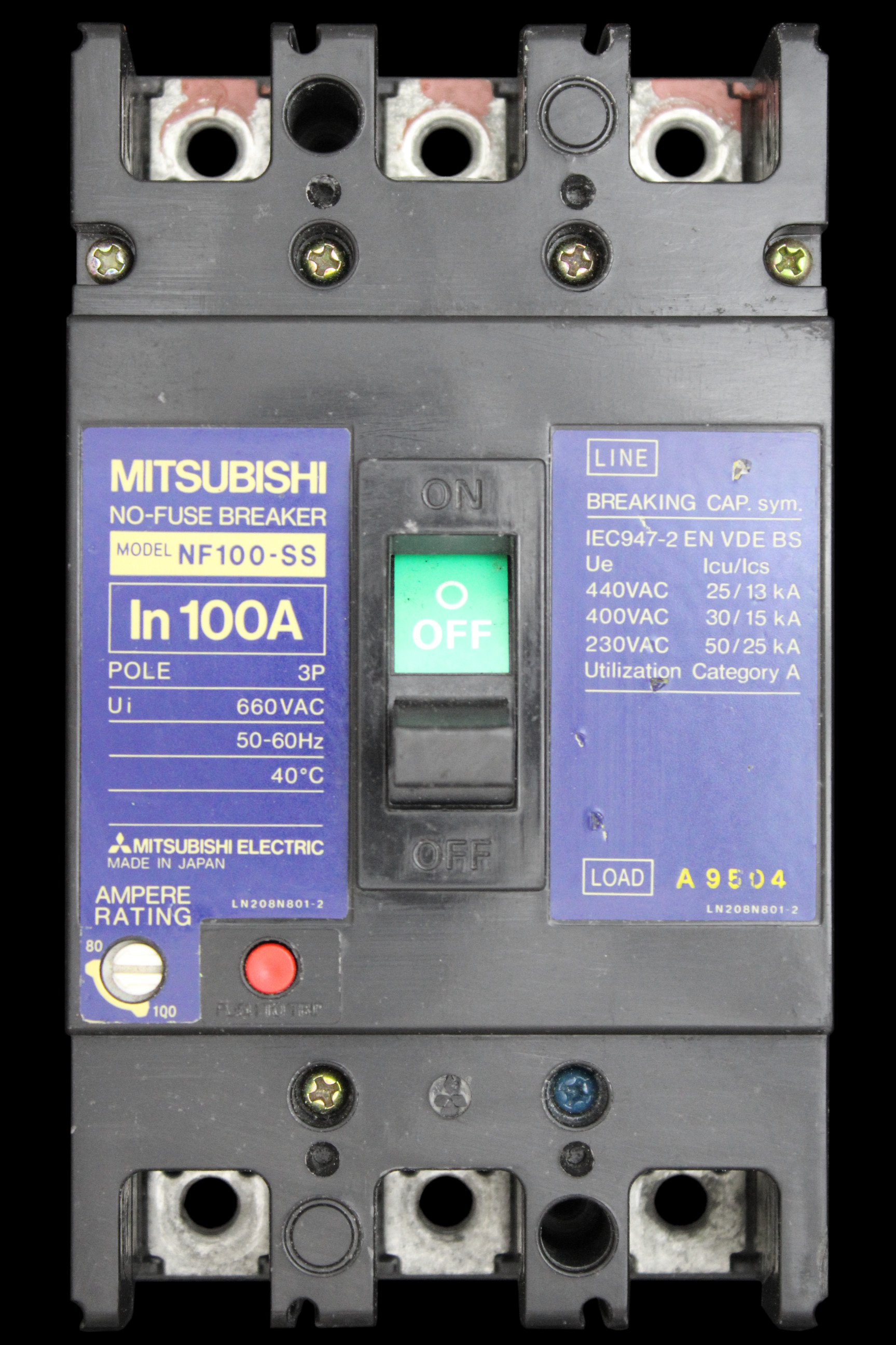 MITSUBISHI 100 MCCB TRIPLE POLE 30kA NO-FUSE BREAKER NF100-SS BS947