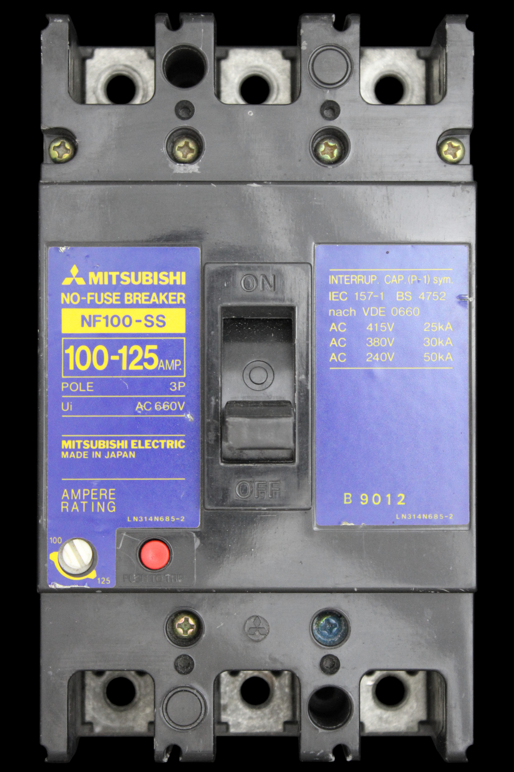 MITSUBISHI 125 MCCB TRIPLE POLE 25kA NO-FUSE BREAKER NF100-SS