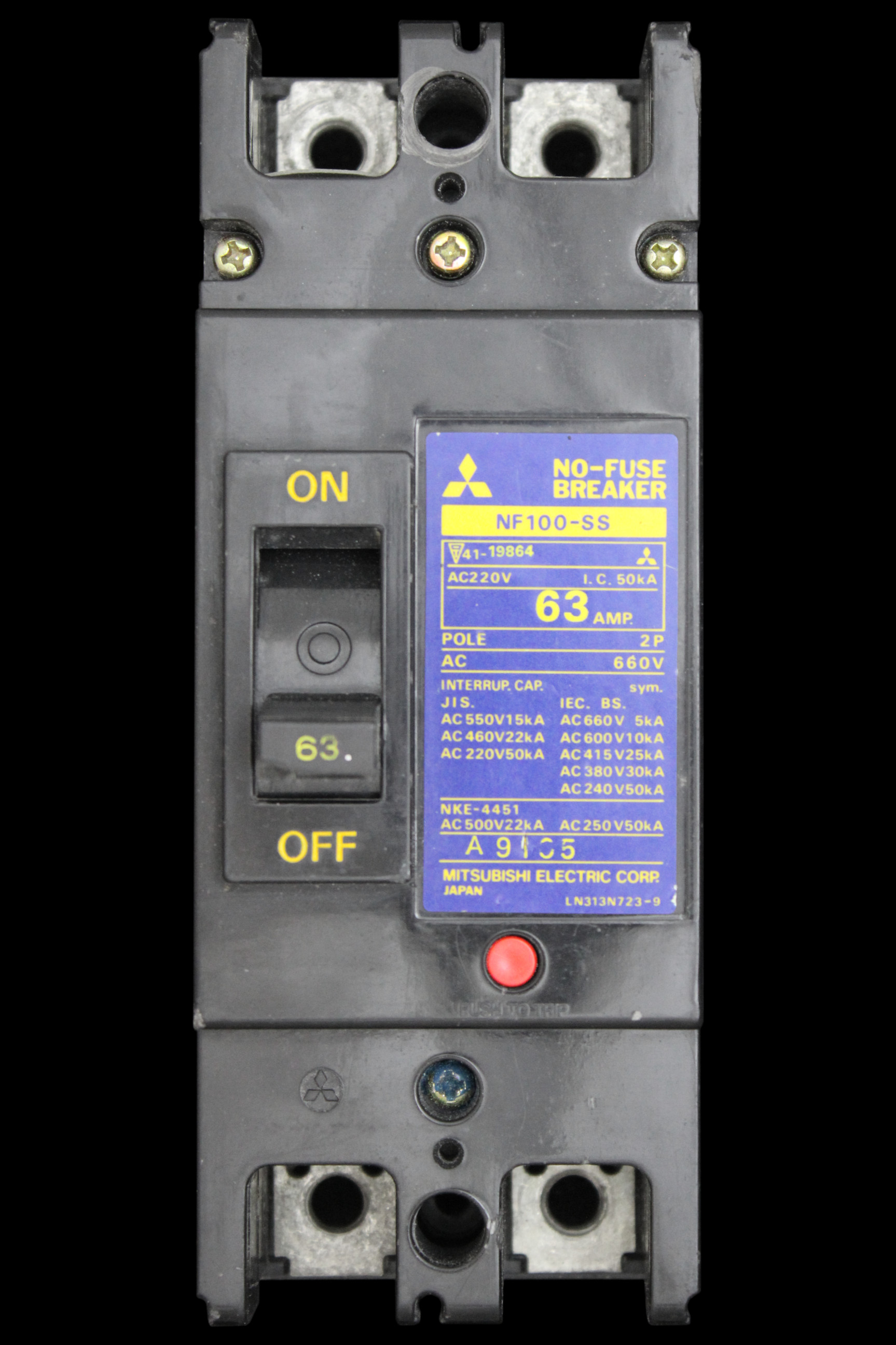 MITSUBISHI 63 MCCB DOUBLE POLE 50kA NO-FUSE BREAKER NF100-SS