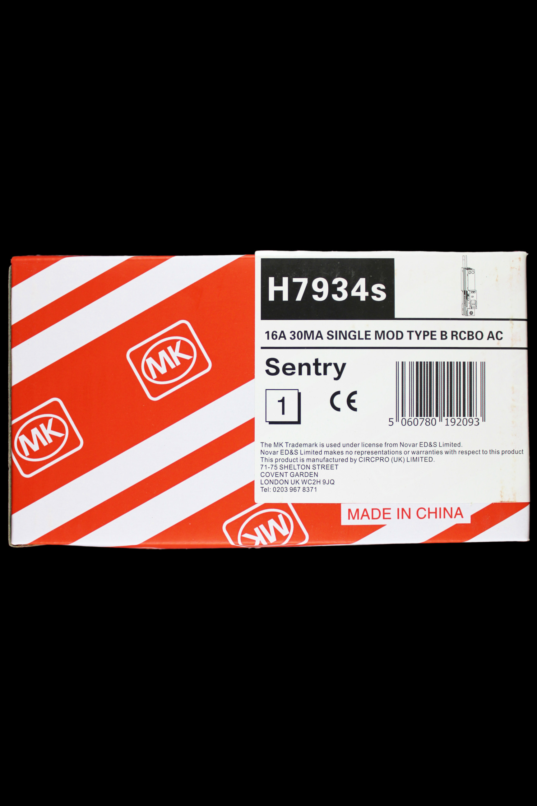 MK 16 AMP CURVE B 6kA 30mA RCBO TYPE AC SENTRY H7934s