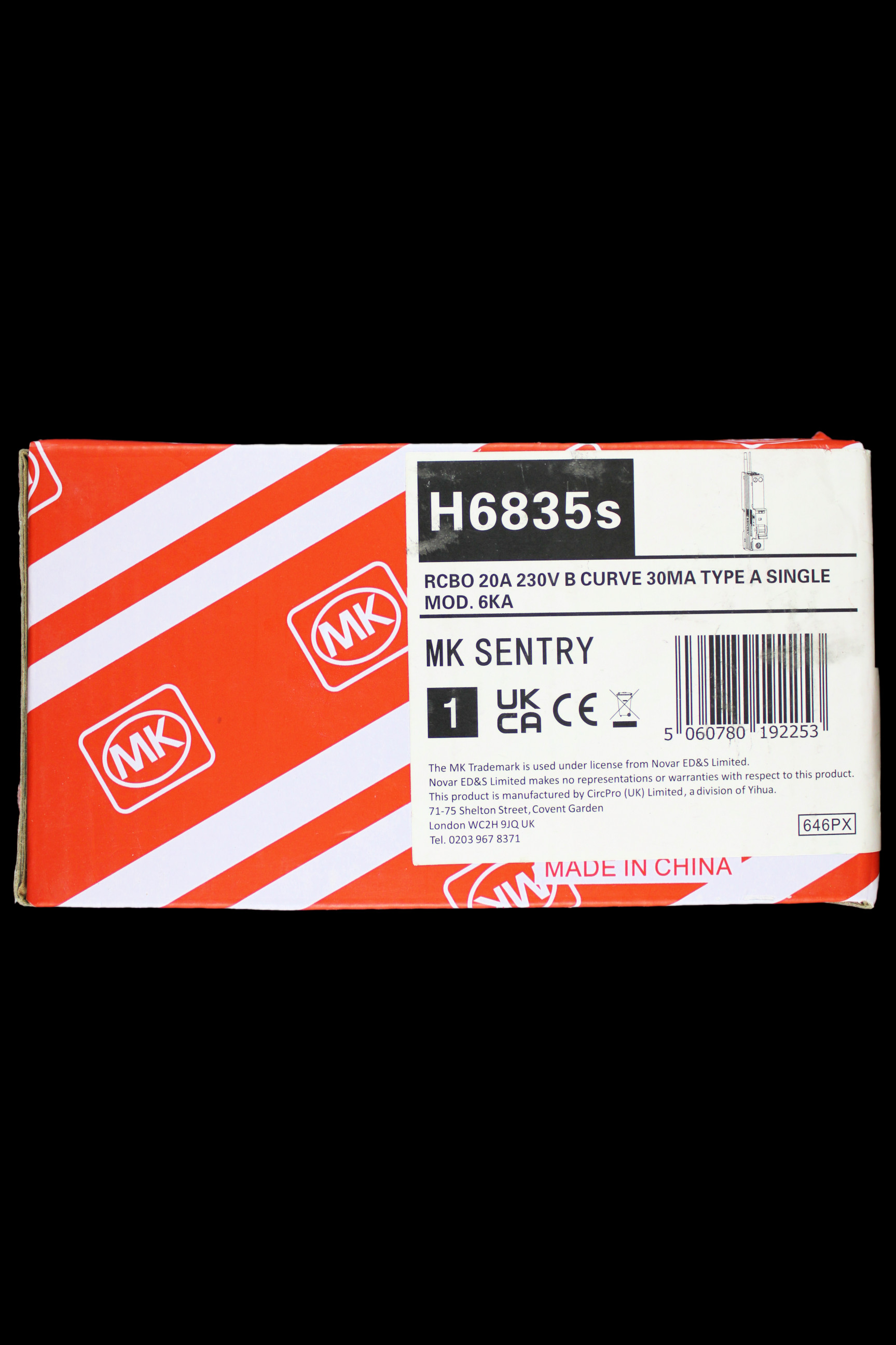 MK 20 AMP CURVE B 6kA 30mA RCBO TYPE A SENTRY H6835s