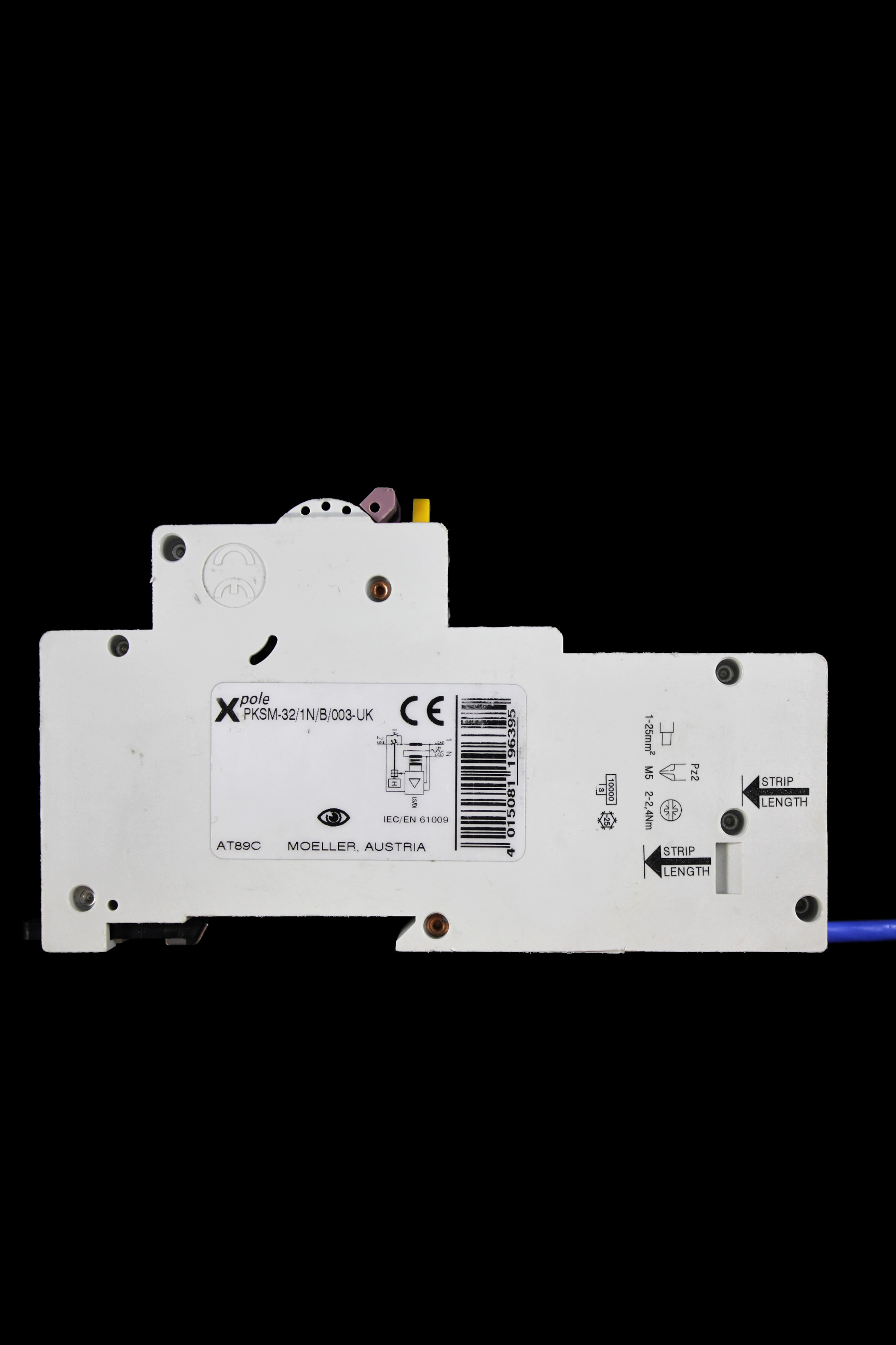 MOELLER 32 AMP CURVE B 10kA 30mA RCBO TYPE AC XPOLE PKSM-32/1N/B/003