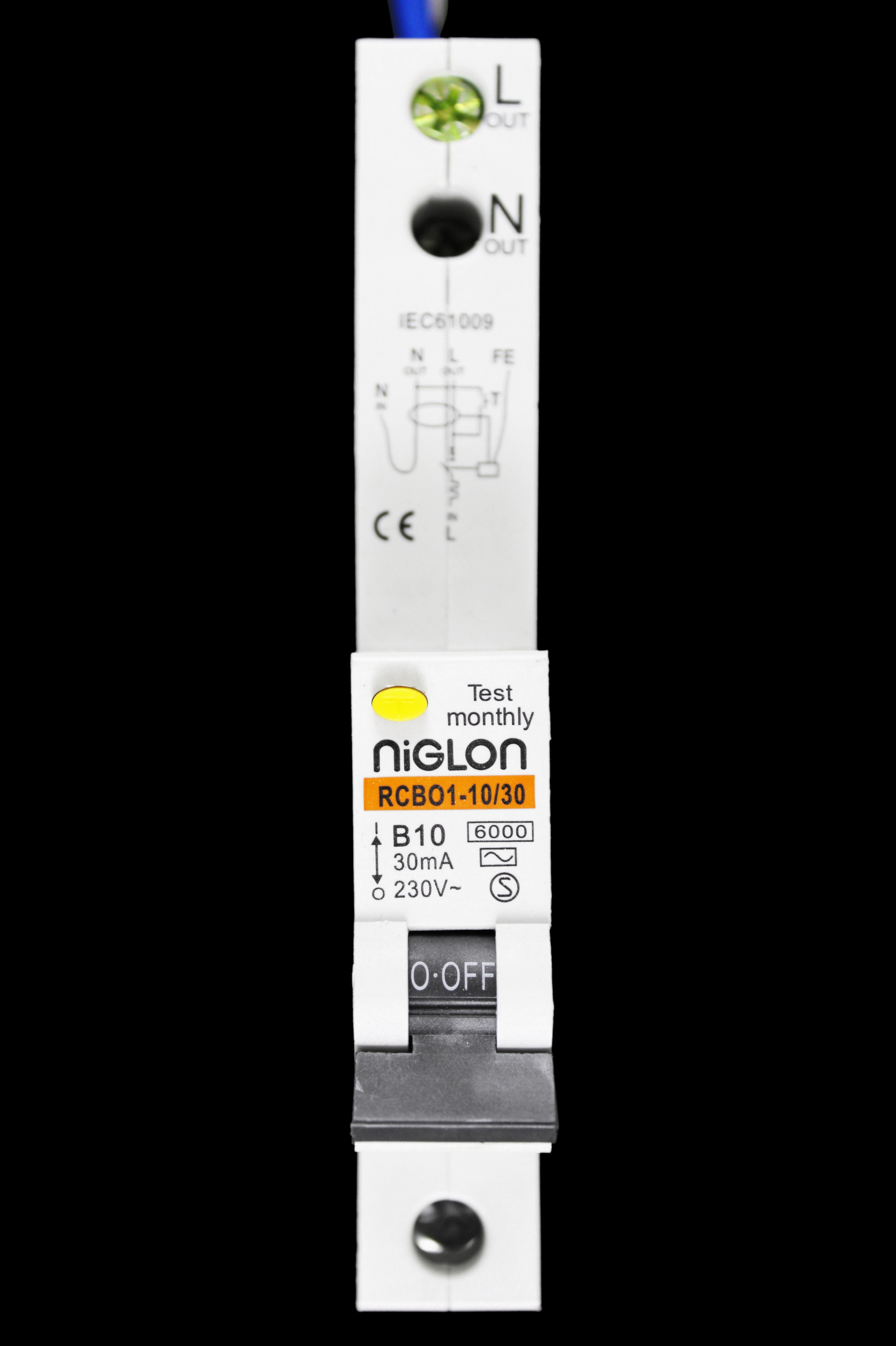 NIGLON 10 AMP CURVE B 6kA 30mA RCBO TYPE AC RCBO1-10/30