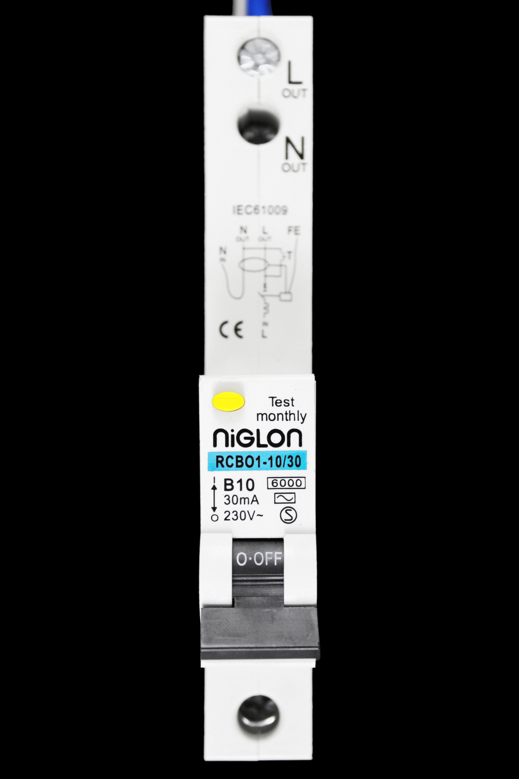 NIGLON 10 AMP CURVE B 6kA 30mA RCBO TYPE AC RCBO1-10/30 B