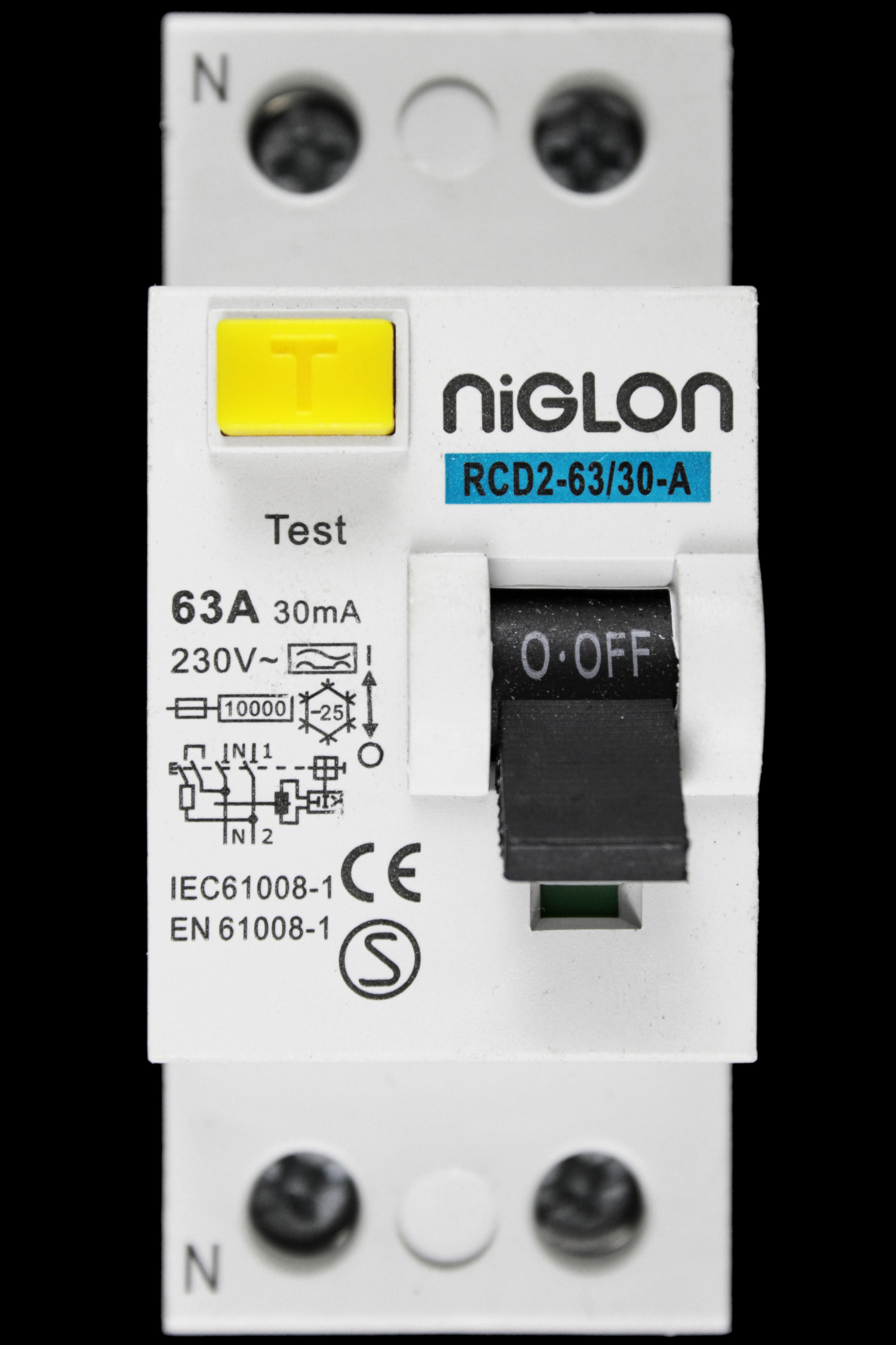 NIGLON 63 AMP 30mA DOUBLE POLE RCD TYPE A RCD263/30A B Used Circuit Breaker Specialists