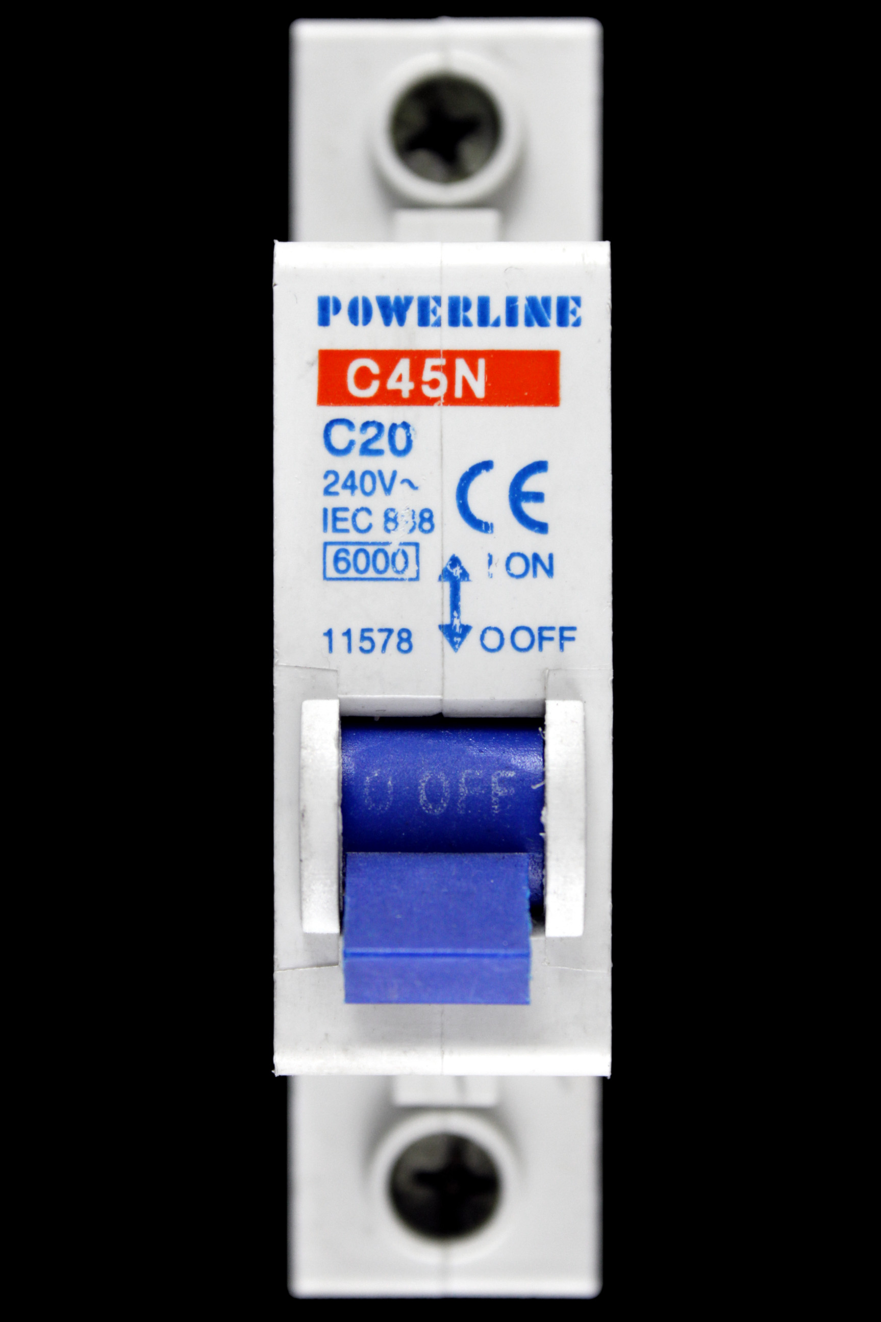POWERLINE 20 AMP CURVE C 6kA MCB CIRCUIT BREAKER C45N 11578