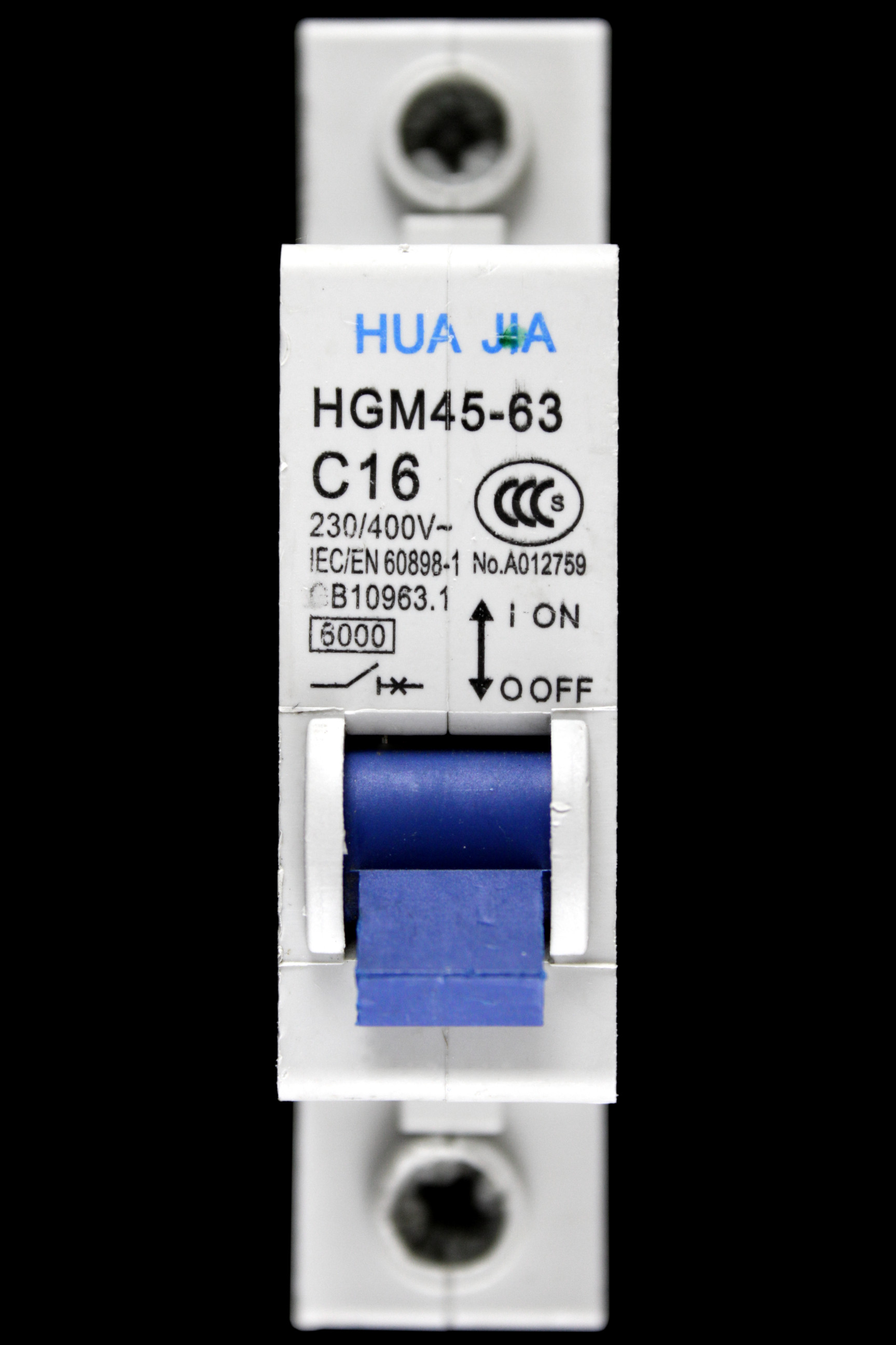 HUA JIA 16 AMP CURVE C 6kA MCB CIRCUIT BREAKER HGM45-63