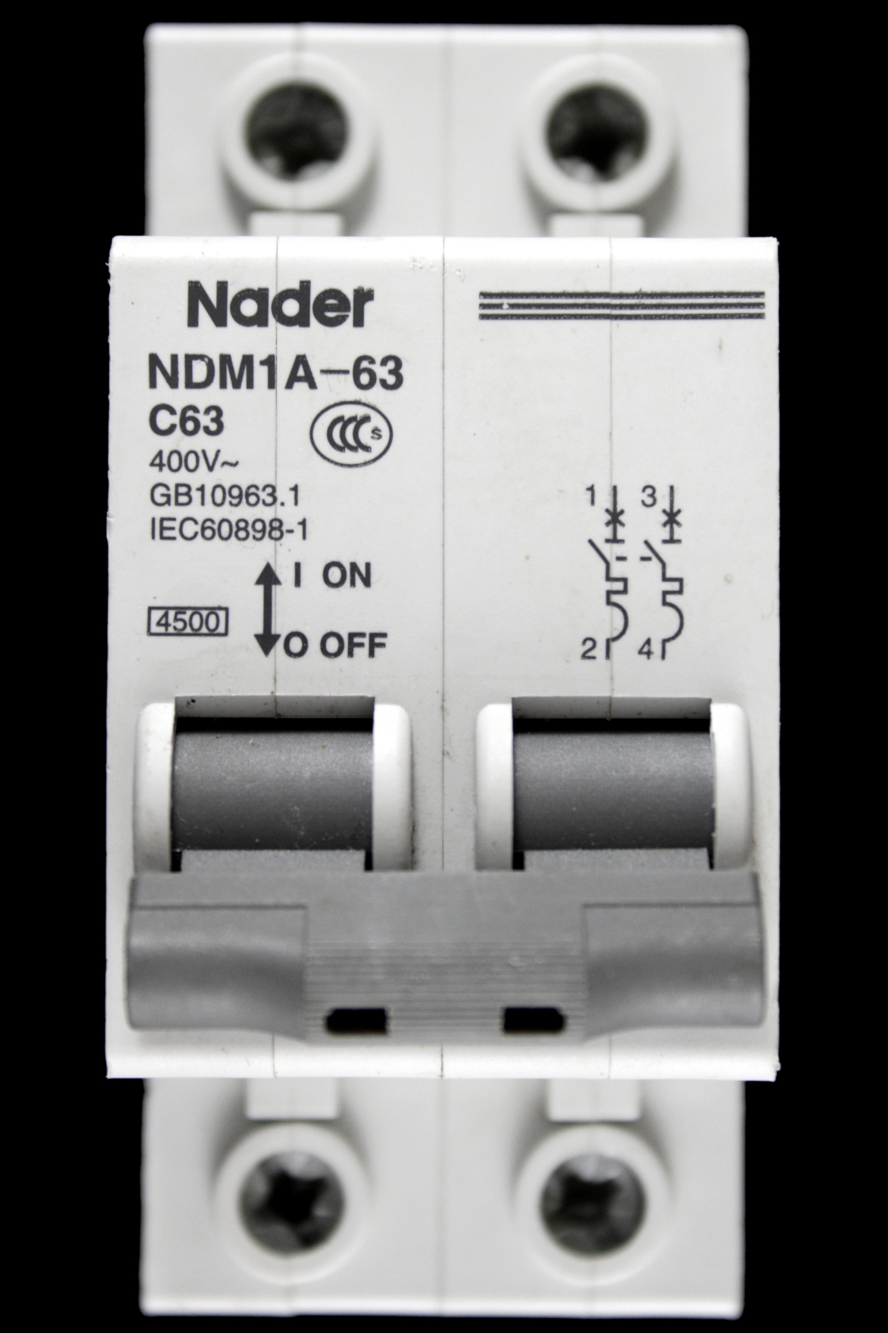 NADER C 63 MCB DOUBLE POLE 6kA CIRCUIT BREAKER NDM1A-63