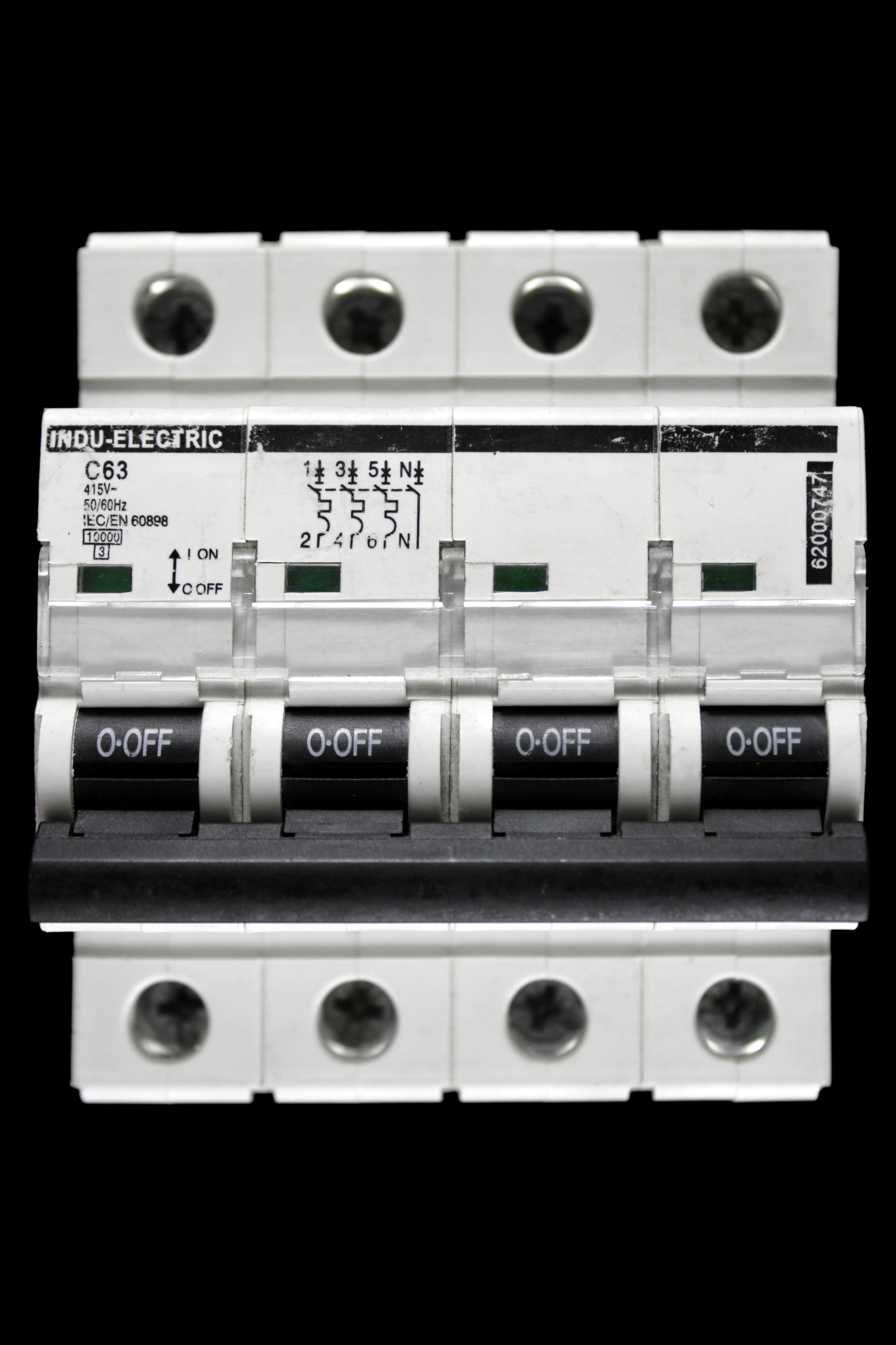 INDU-ELECTRIC C 63 MCB FOUR POLE 10kA CIRCUIT BREAKER 62000747