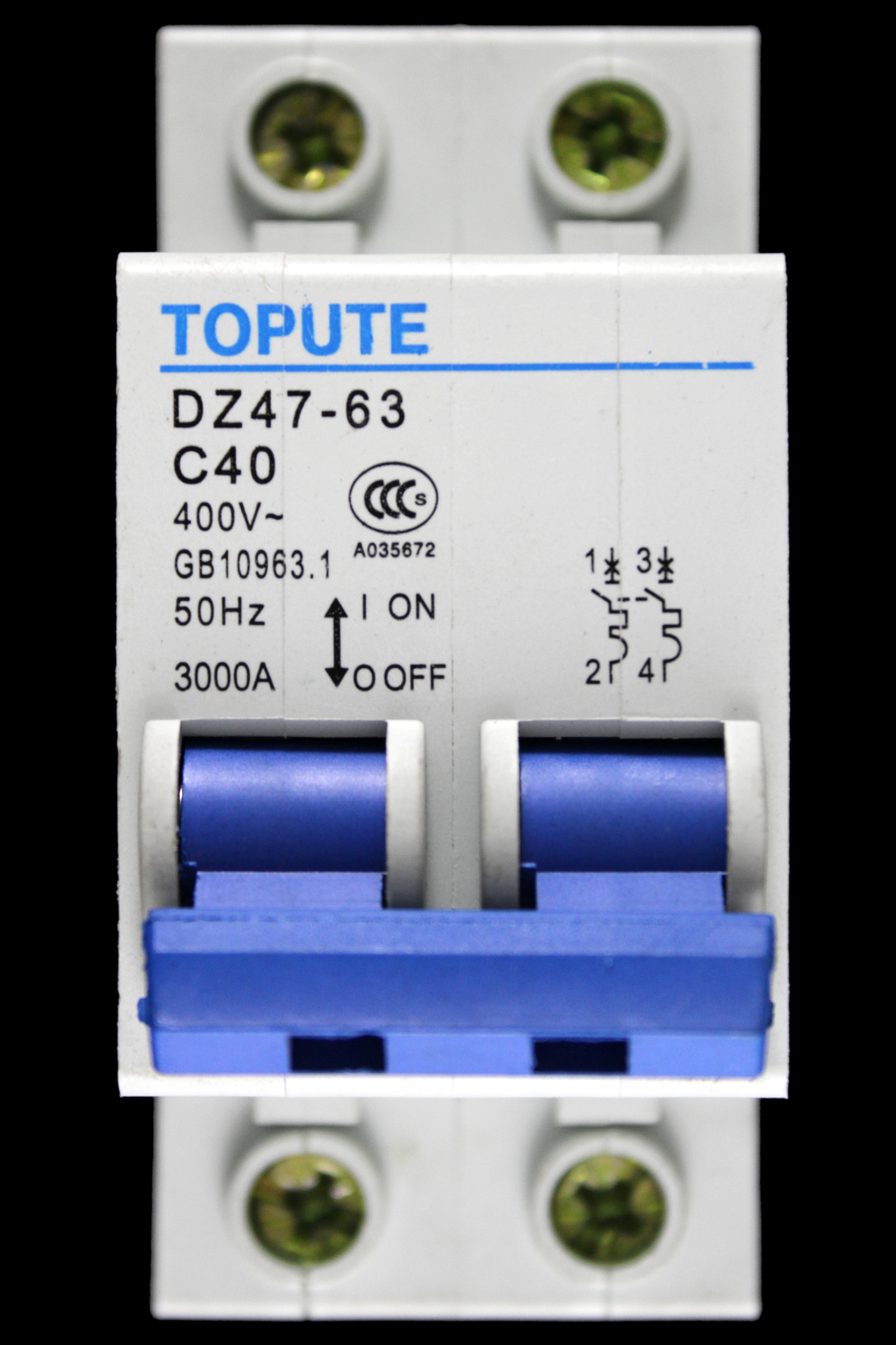 TOPUTE C 40 MCB DOUBLE POLE 3kA CIRCUIT BREAKER DZ47-63