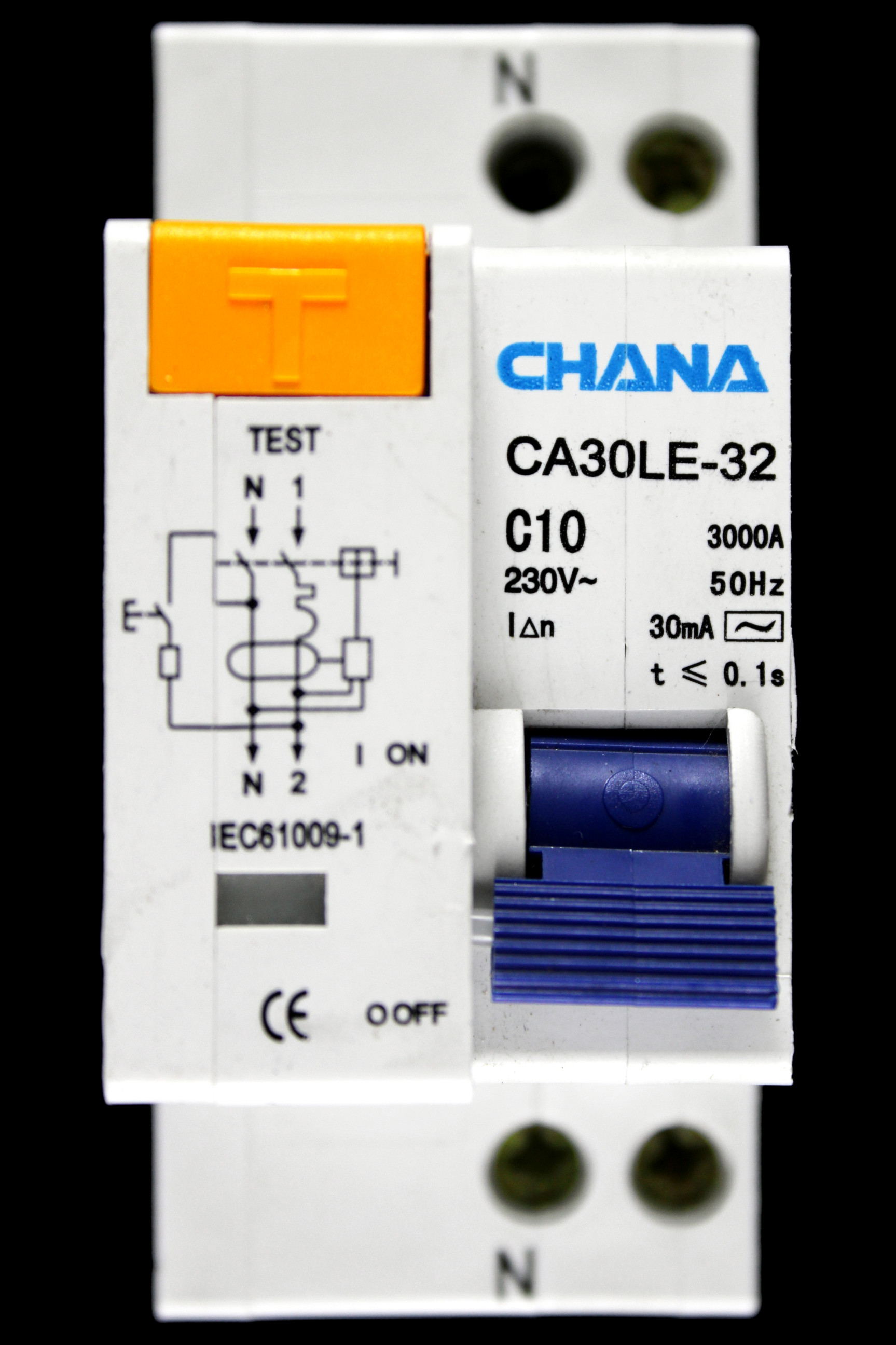 CHANA C 10 RCBO DOUBLE POLE 3kA 30mA TYPE AC CA30LE-32