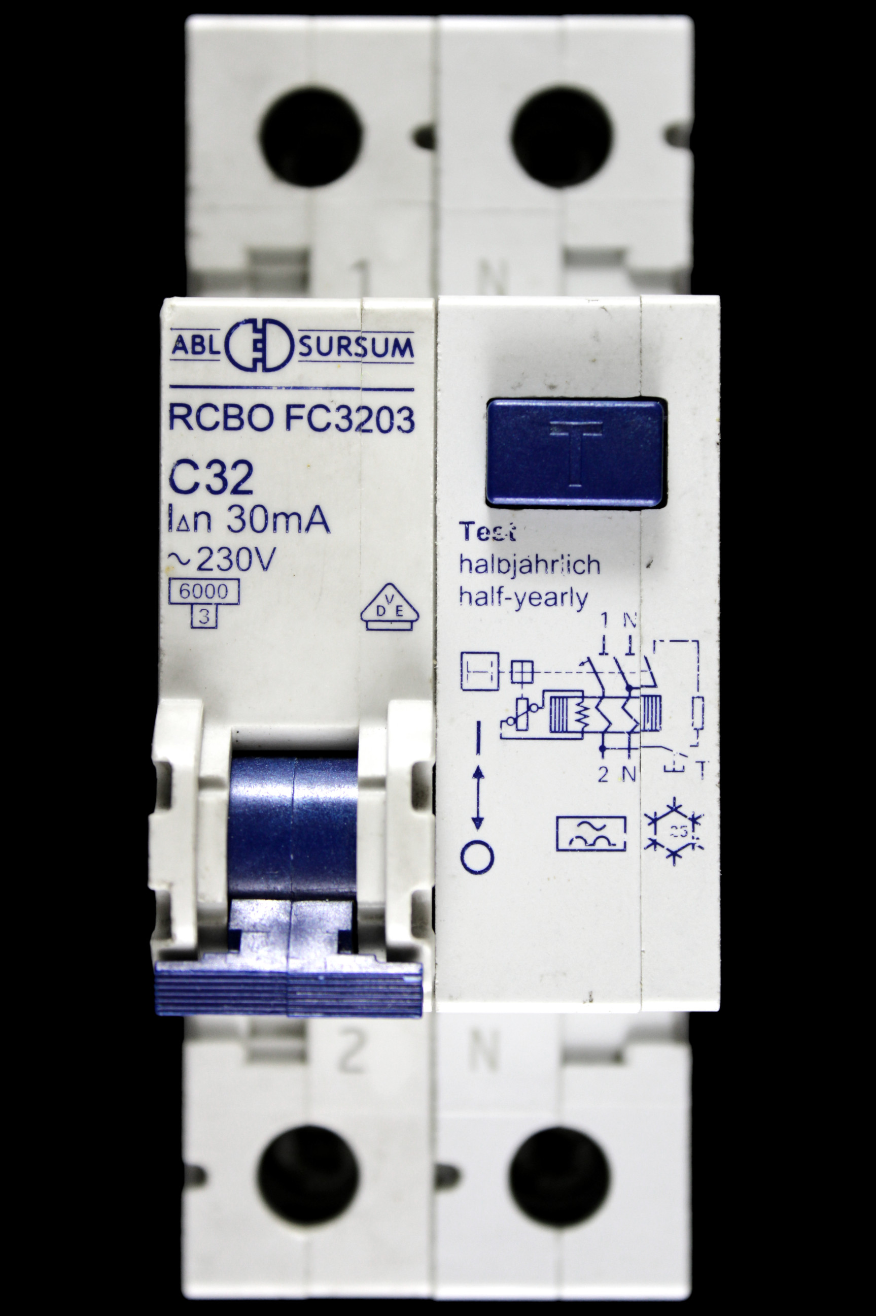 ABL SURSUM C 32 RCBO DOUBLE POLE 6kA 30mA TYPE A FC3203