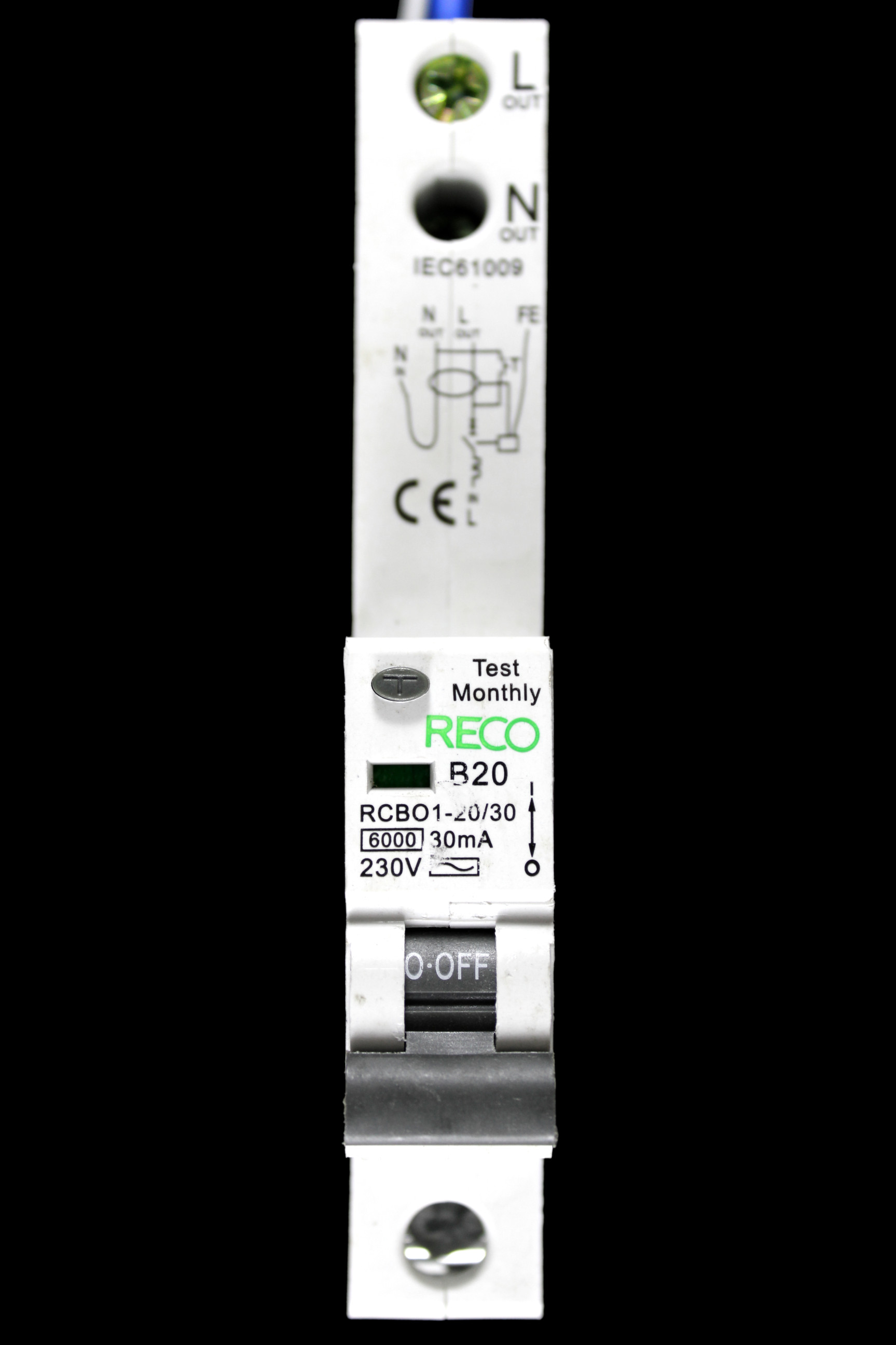 RECO B 20 RCBO 6kA 30mA RCBO TYPE AC RCBO1-20/30