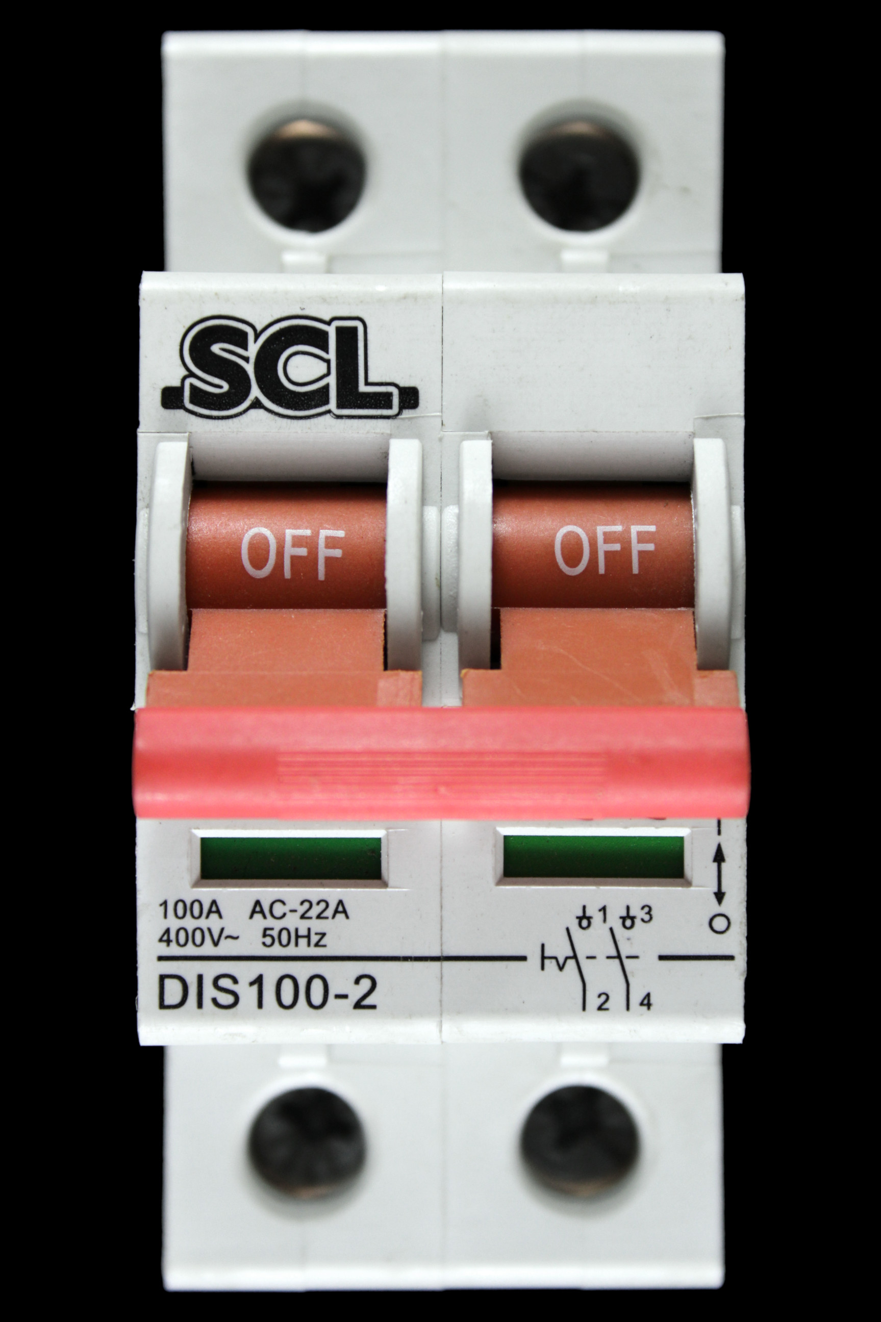 SCL 100 MAIN SWITCH DISCONNECTOR DOUBLE POLE DIS100-2