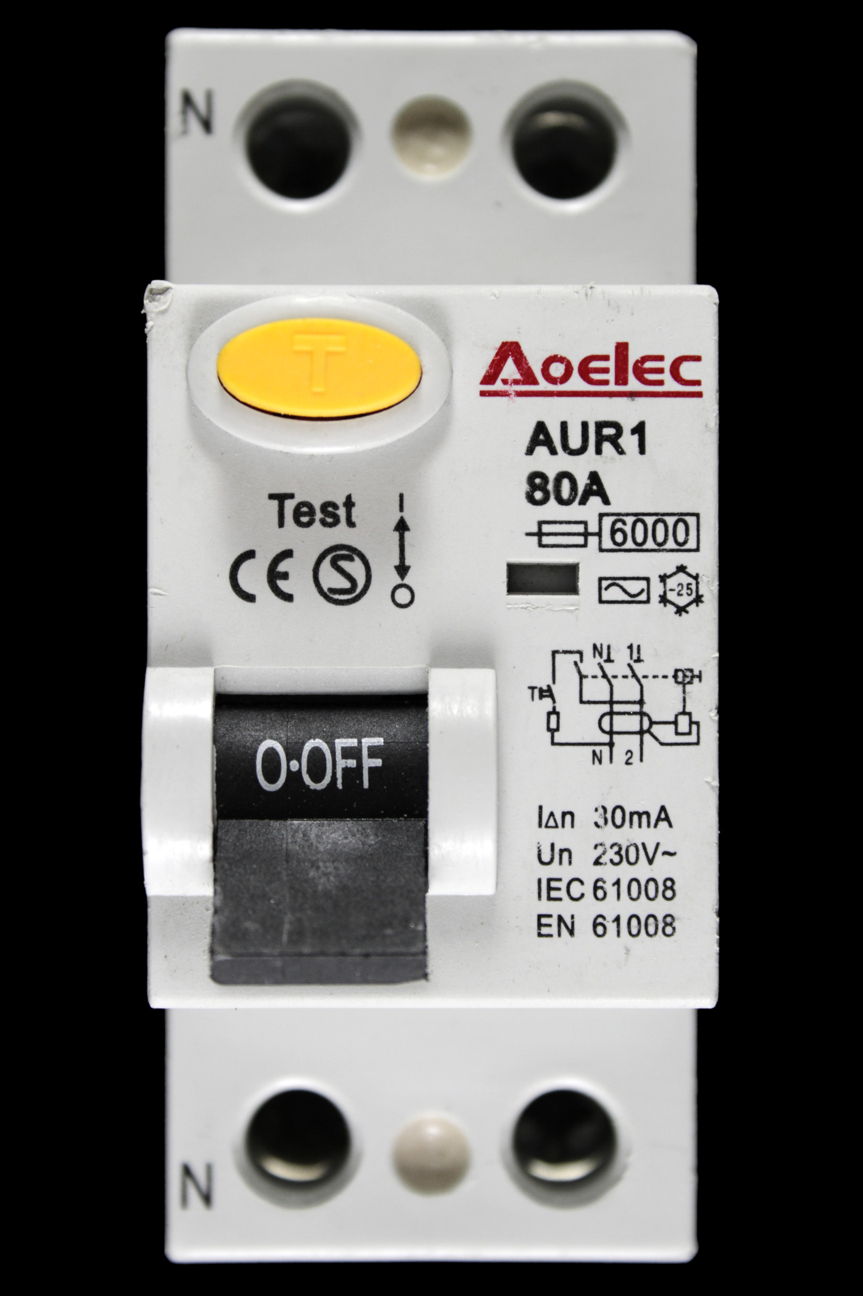 AOELEC 80 RCD DOUBLE POLE 30mA TYPE AC AUR1
