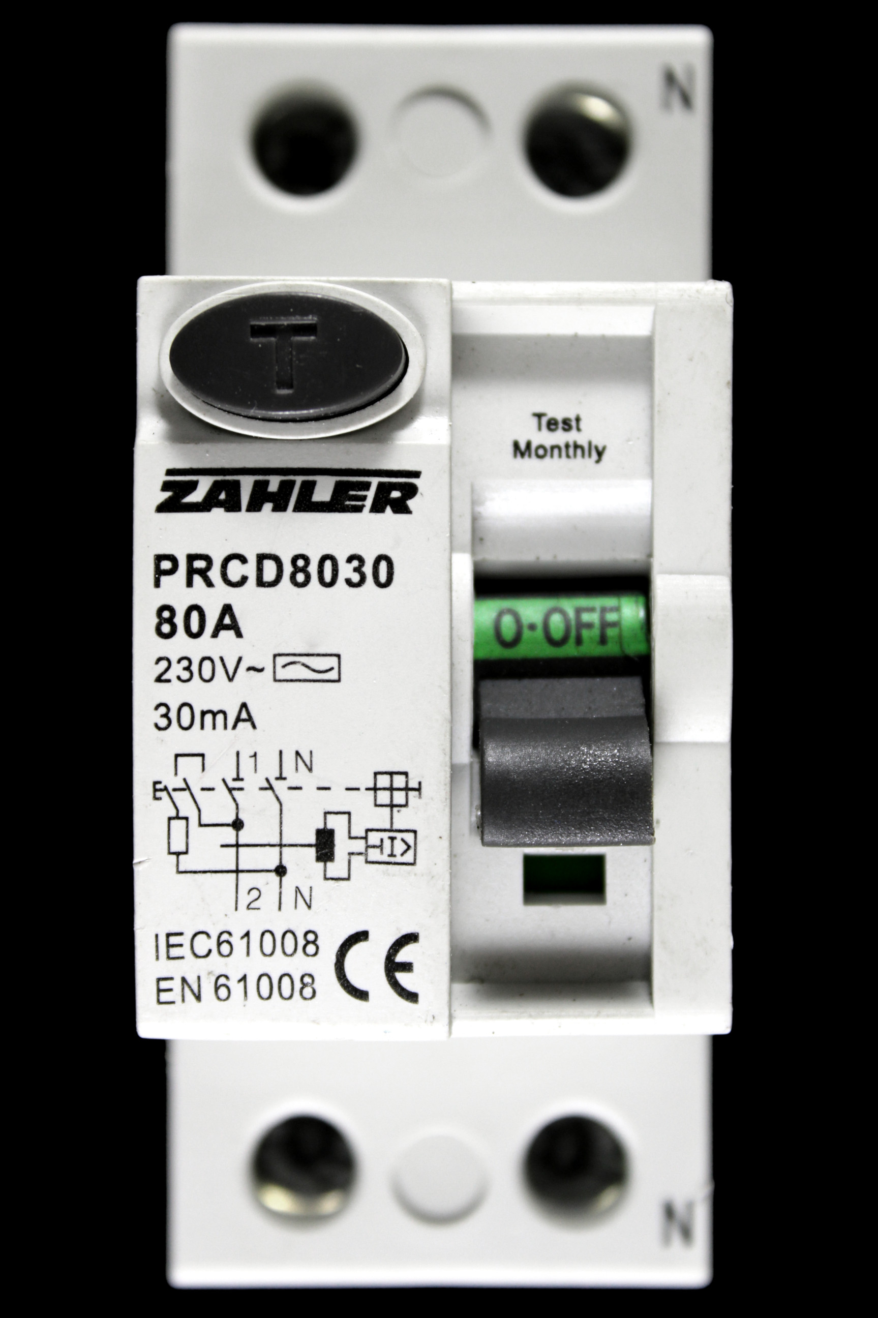 ZAHLER 80 RCD DOUBLE POLE 30mA TYPE AC PCRD8030