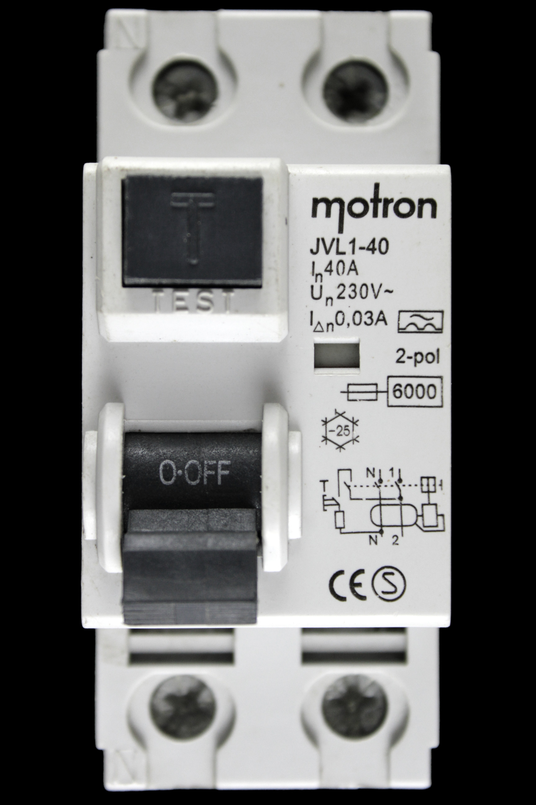 MOTRON 40 RCCB DOUBLE POLE 30mA TYPE A JVL1-40
