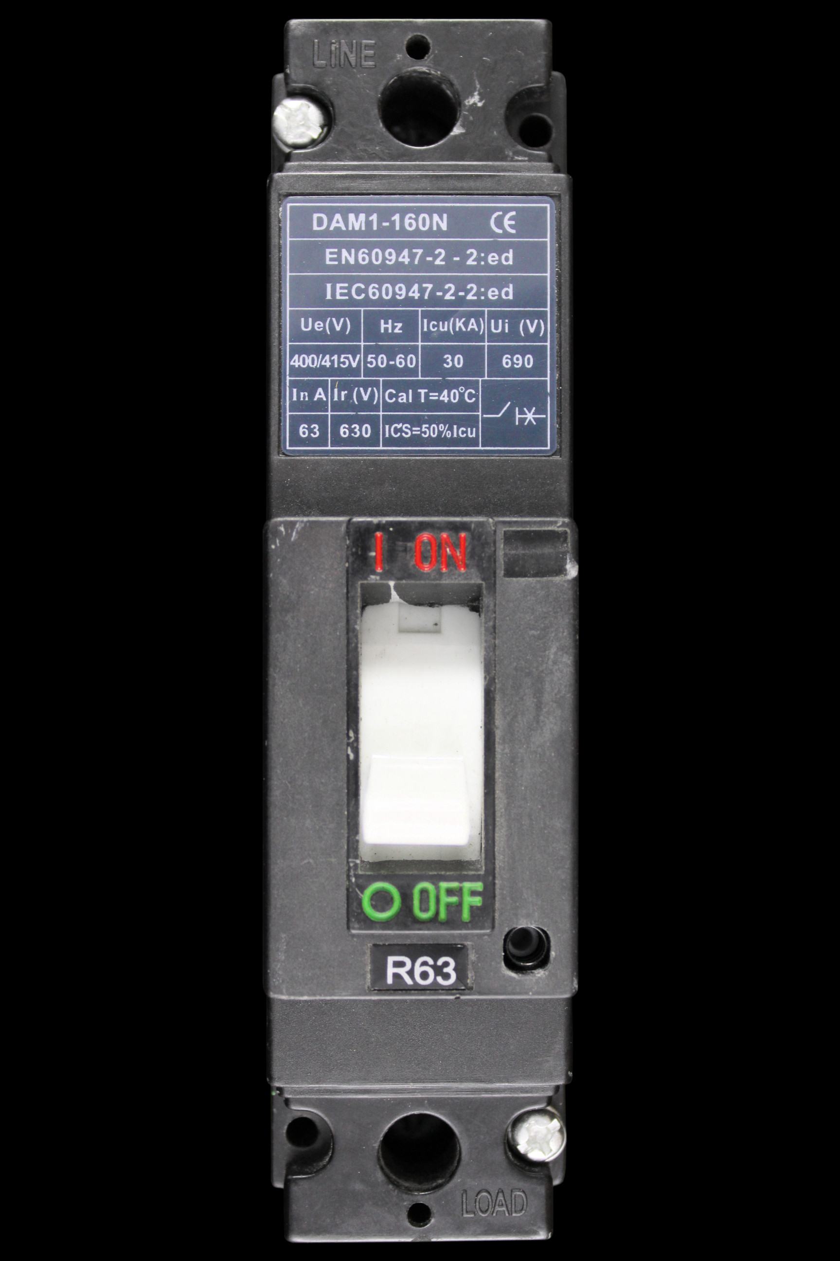 63 AMP 30kA MCCB DAM1-160N R63